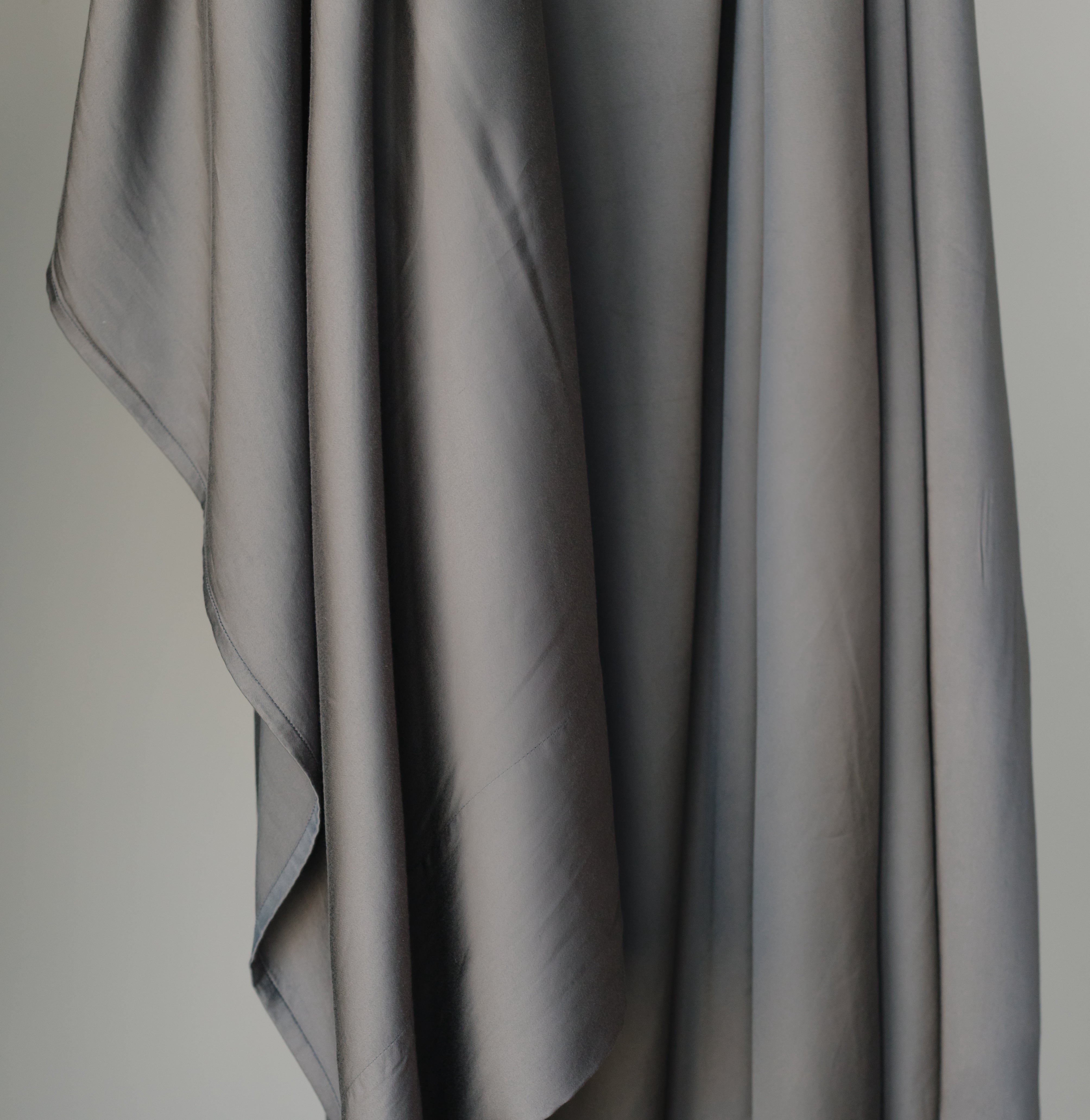 Close up of charcoal bamboo bedding fabric 