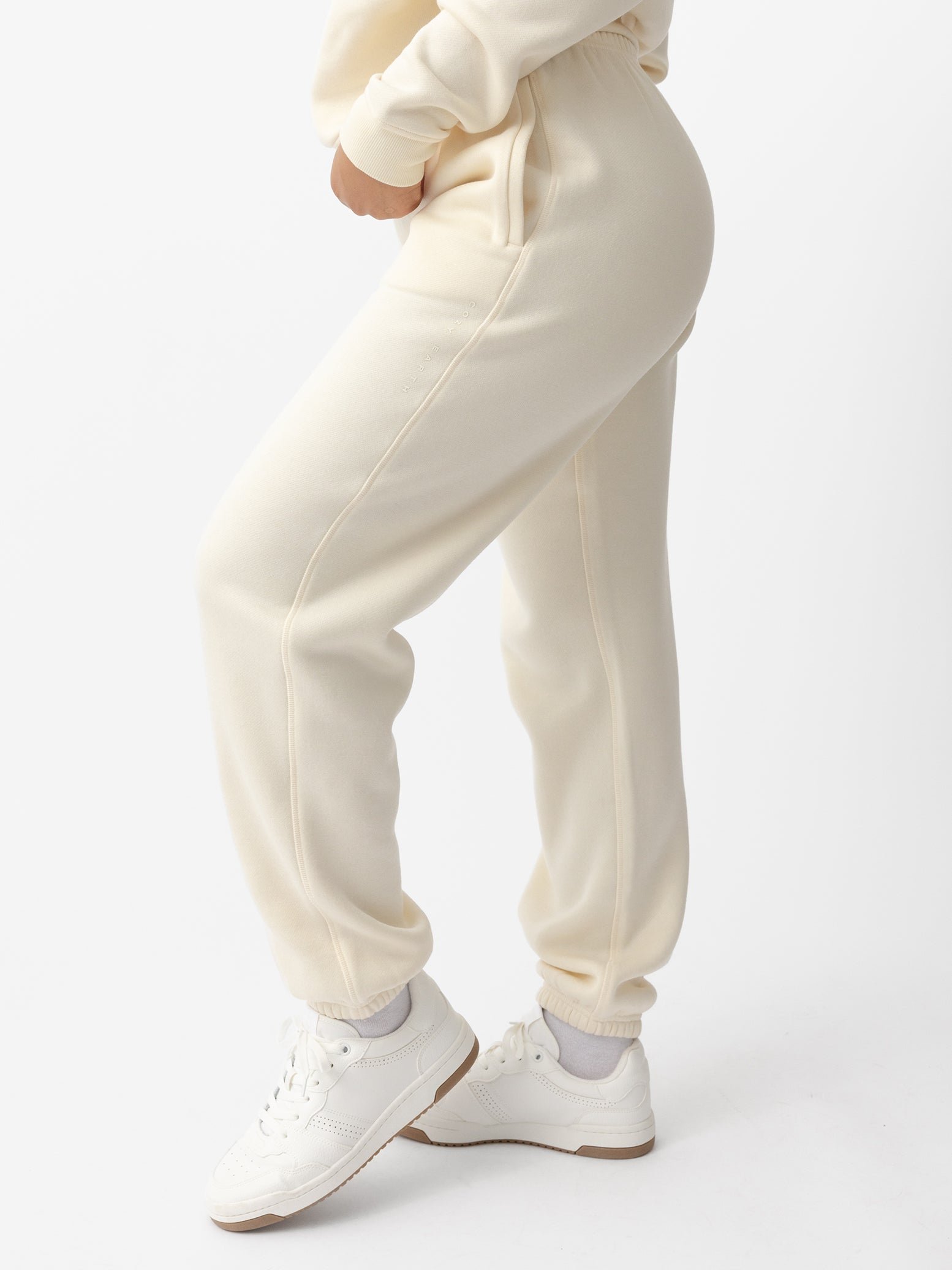  Woman wearing Alabaster CityScape Sweat Pant with white background 