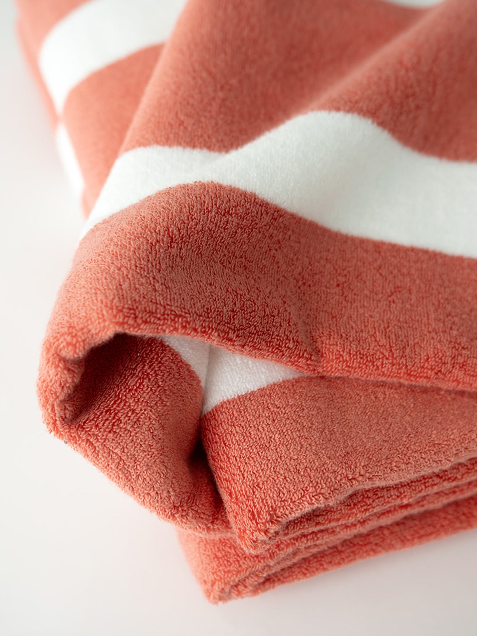 Close up of coral resort towel 