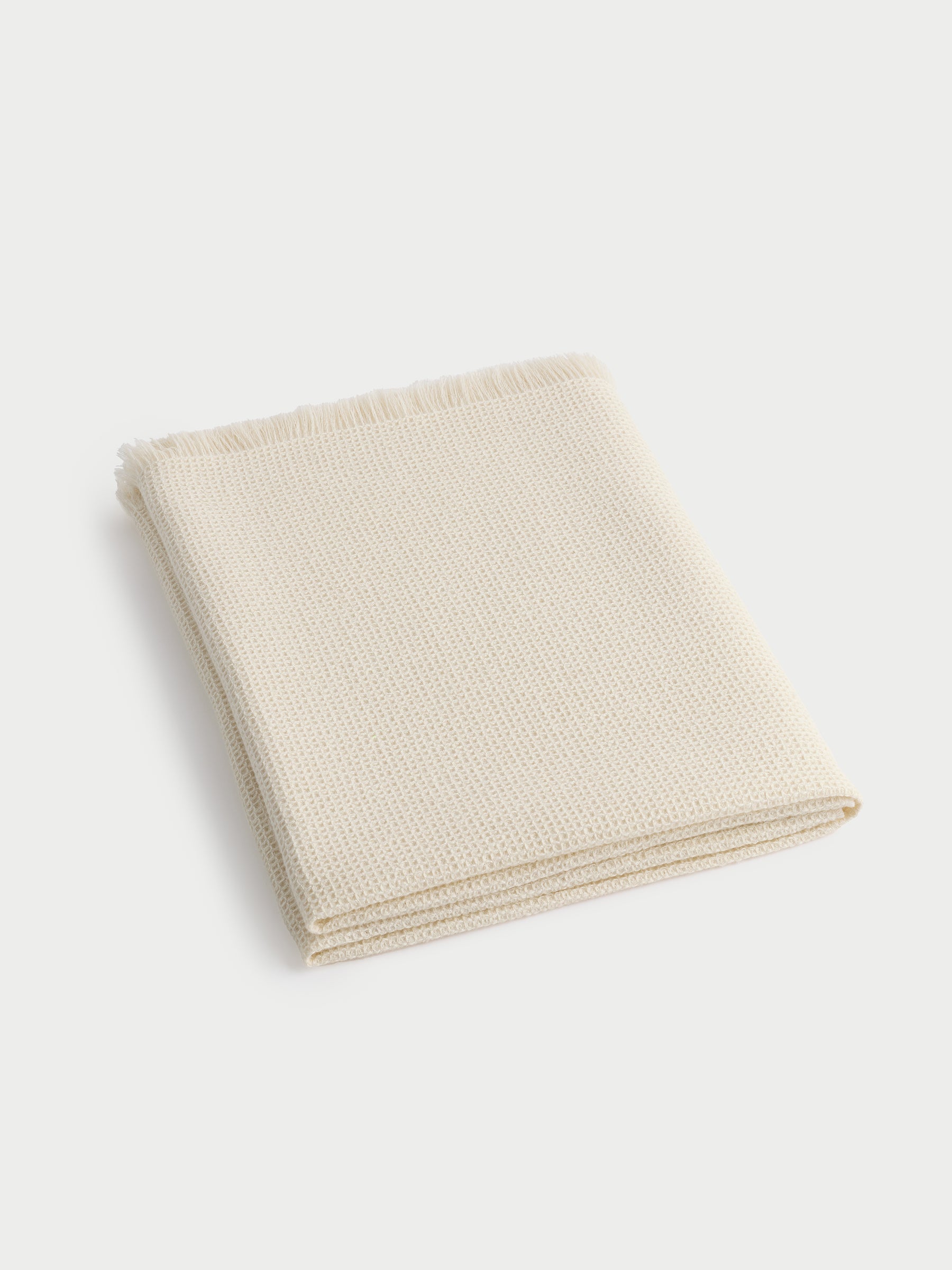 Creme alpaca throw folded with white background |Color:Creme