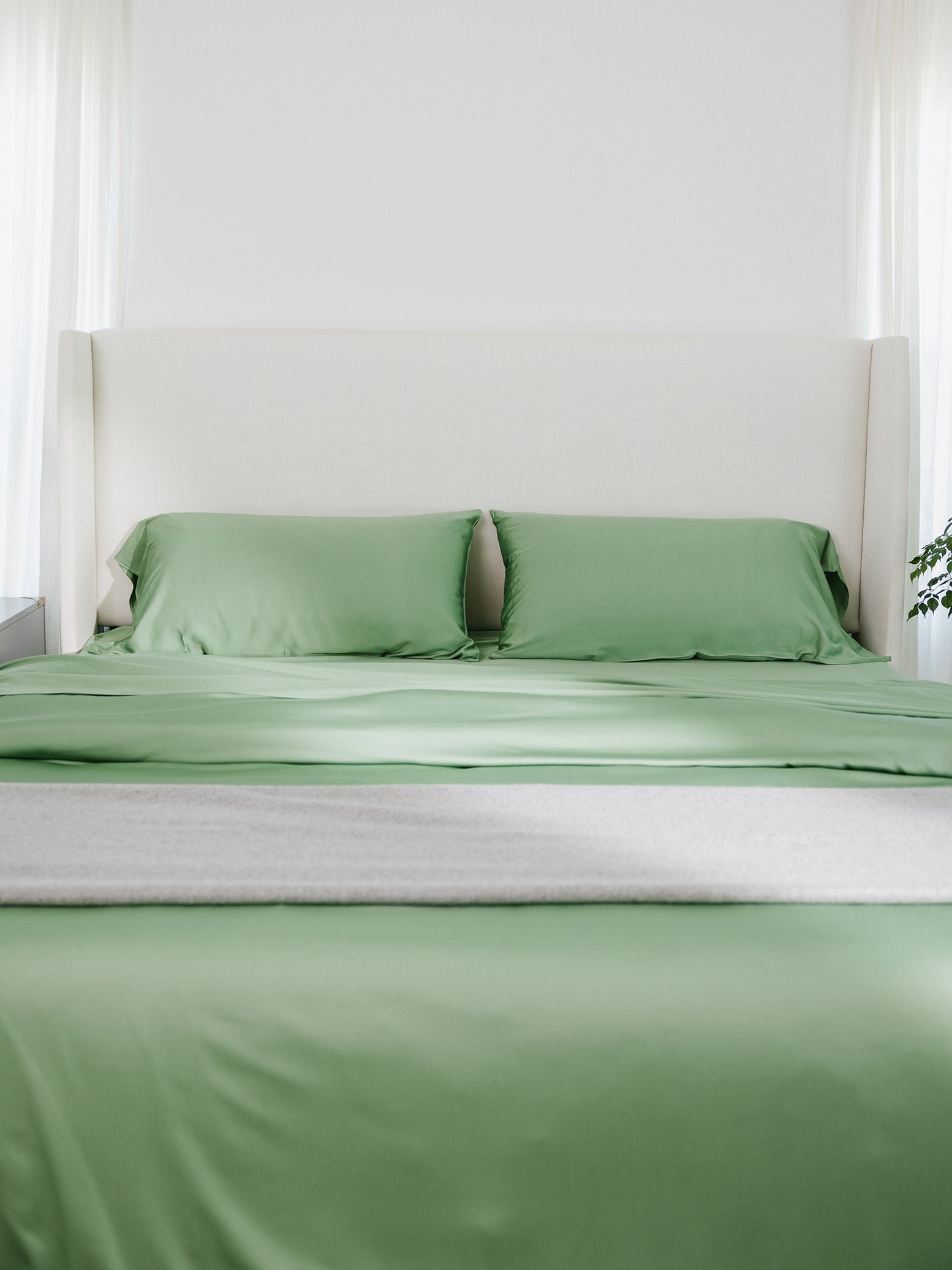 Fern Sheets on bed. 