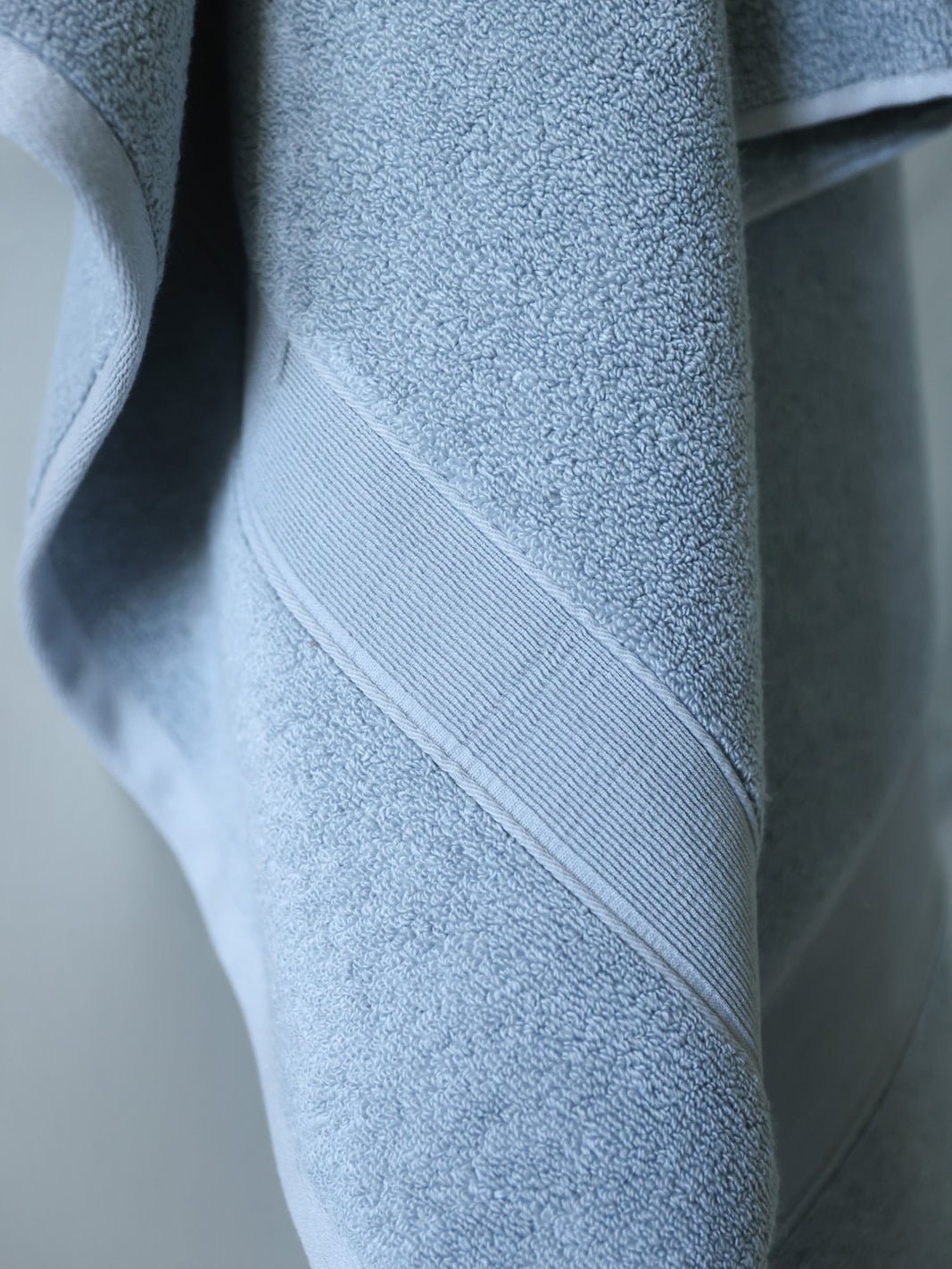 Close up of harbor mist luxe towel |Color:Harbor Mist