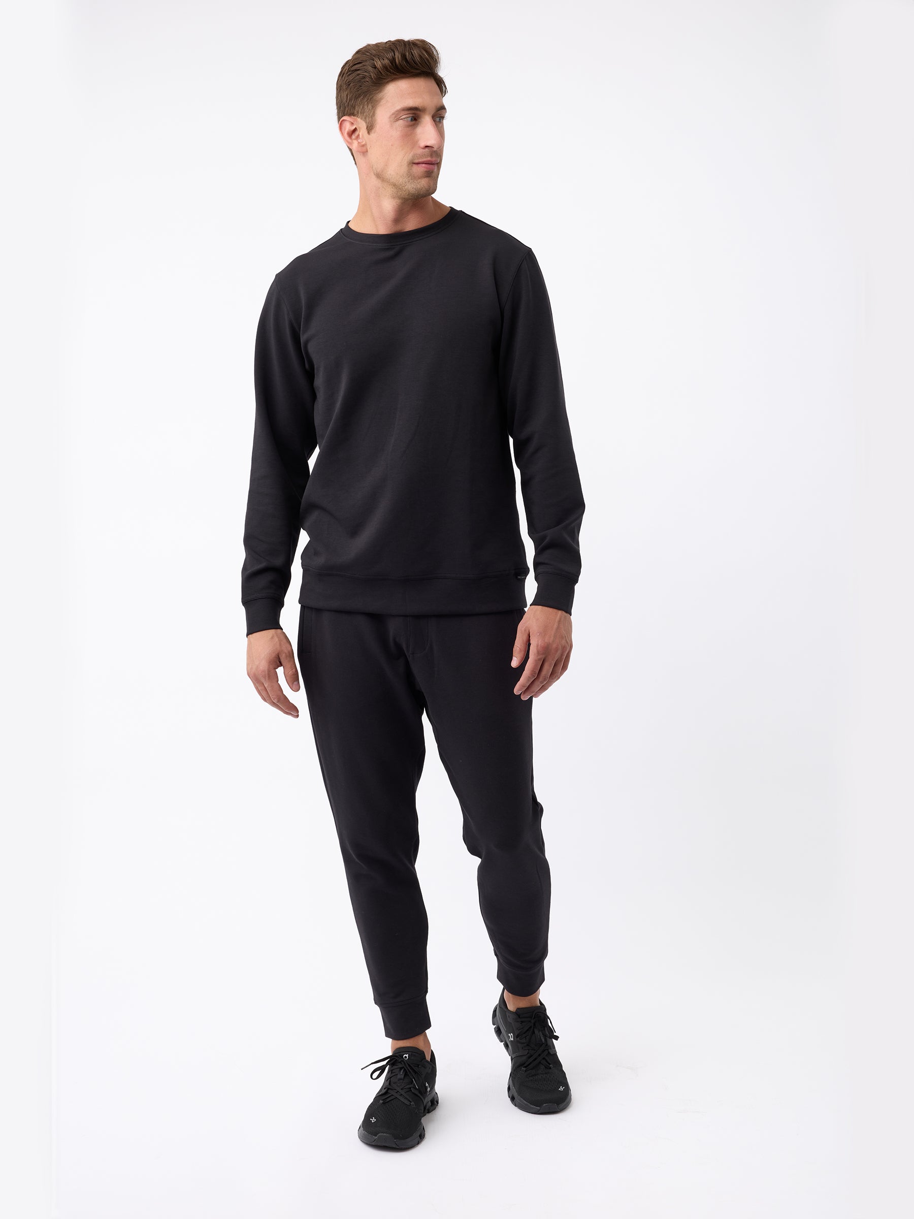 Black joggers and sweatshirt sale