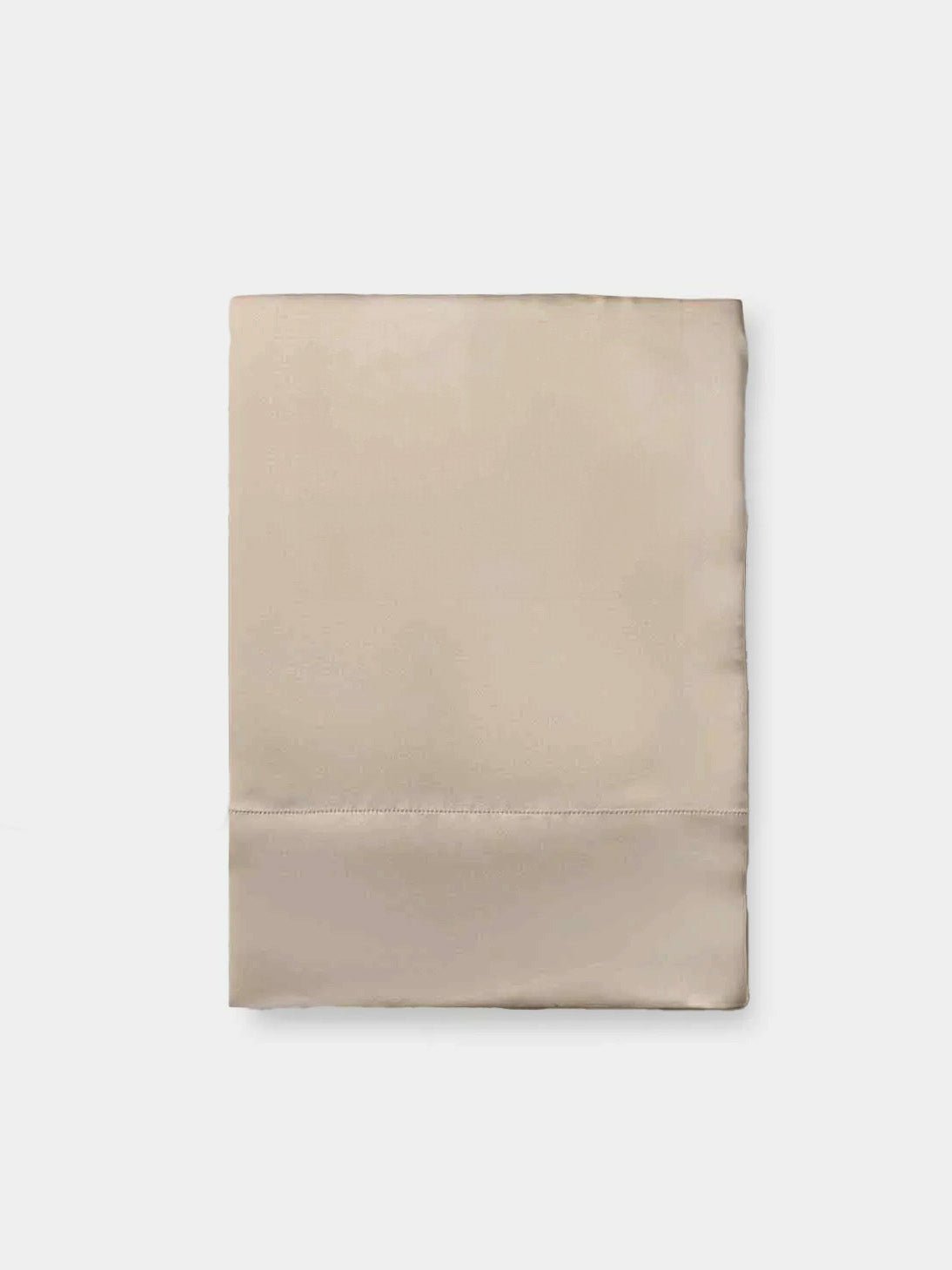 Flat lay of a taupe pillowcase with white background |Color:Taupe
