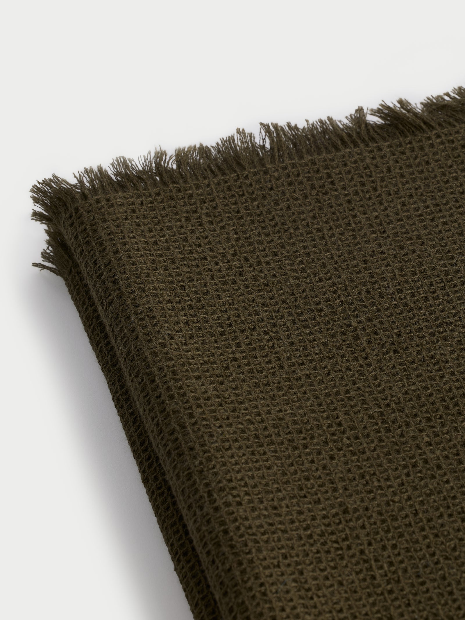 Corner of utility green alpaca throw 