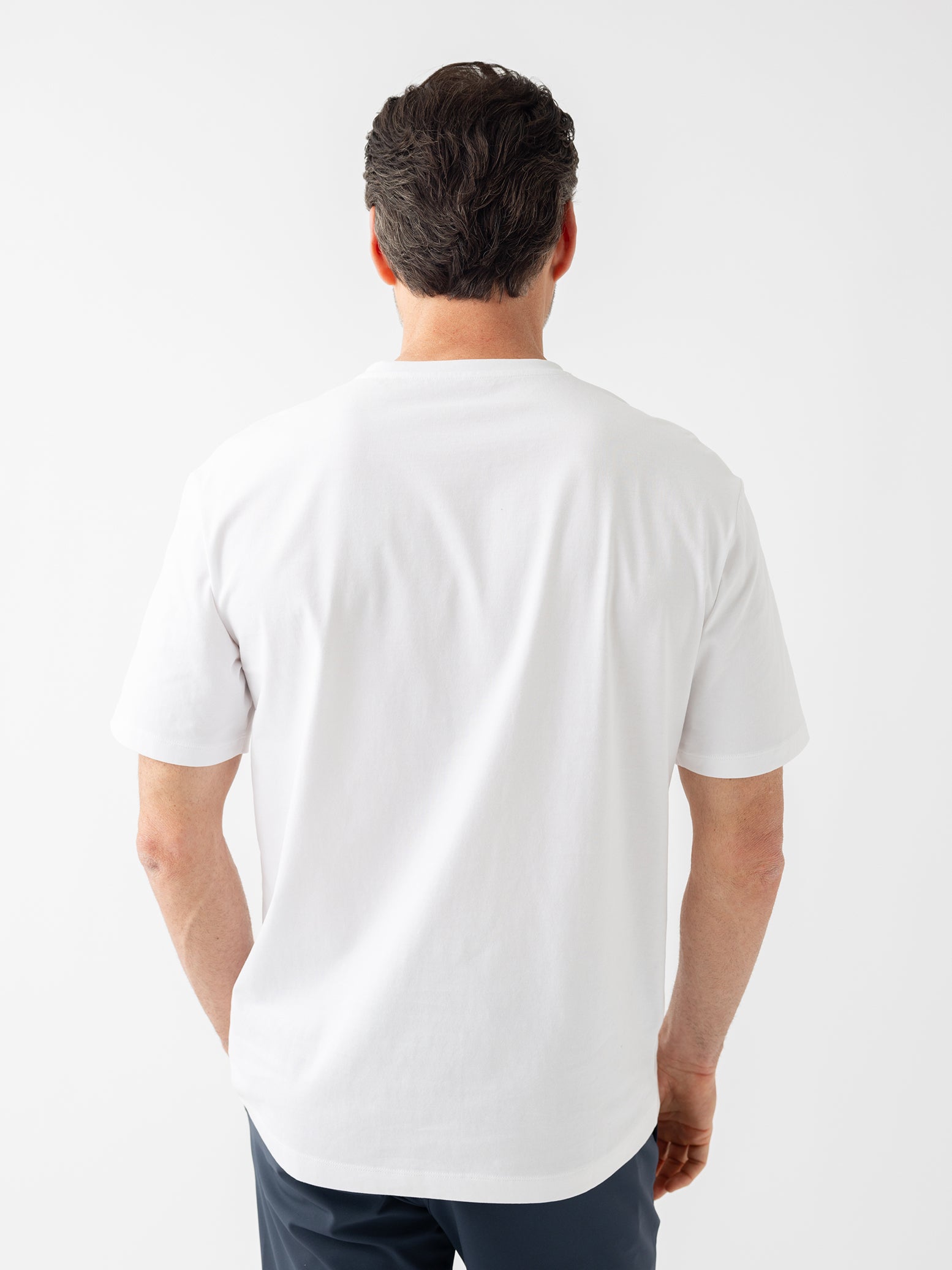 Back of man in white tee |Color:White