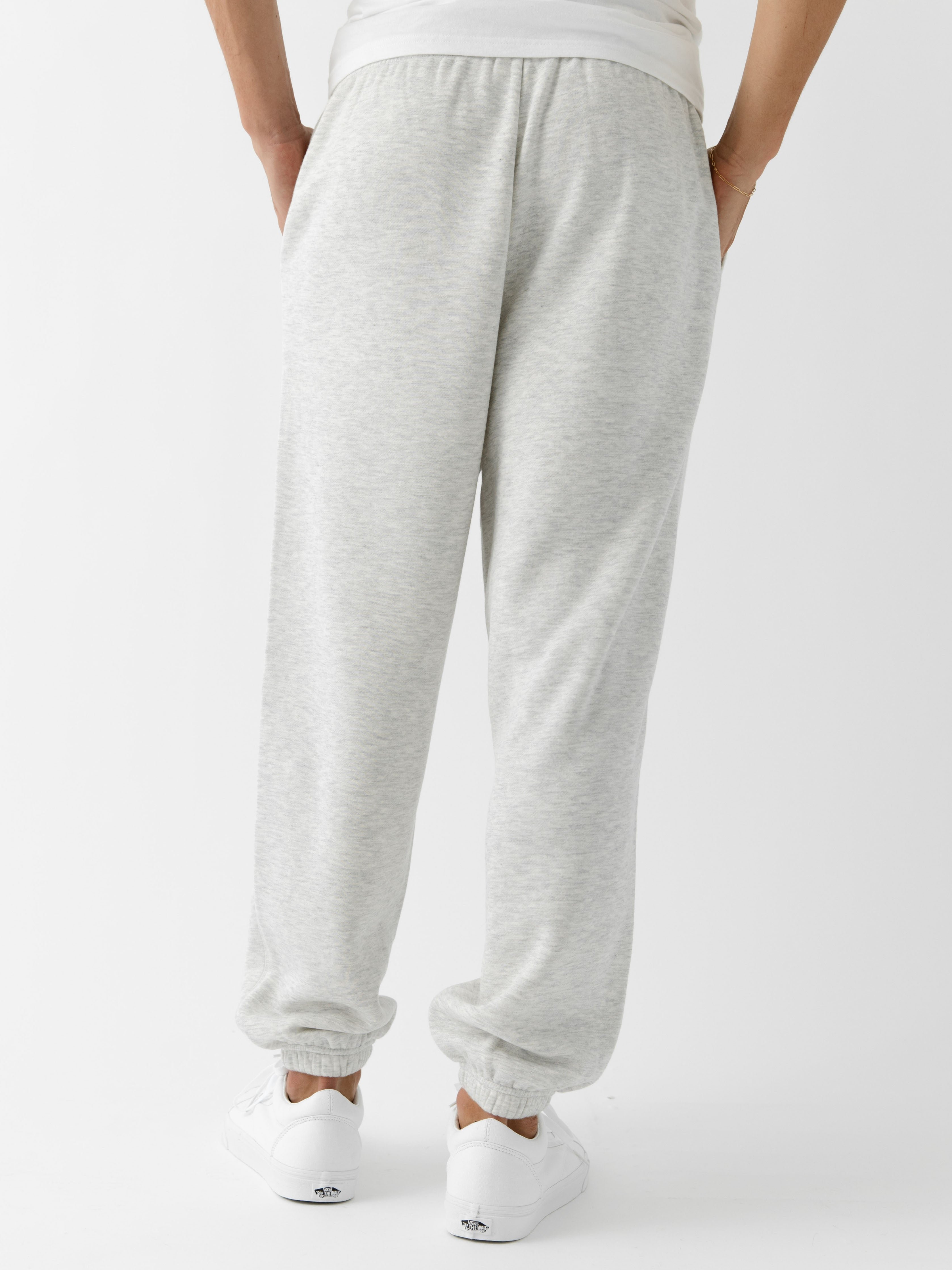 Back of heather grey cityscape sweats with white background 