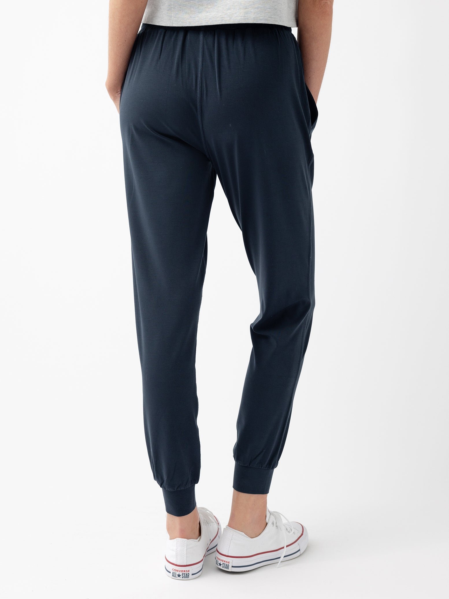 Eclipse Studio Jogger. The Studio Joggers are worn by a woman photographed with a white background. |Color:Eclipse