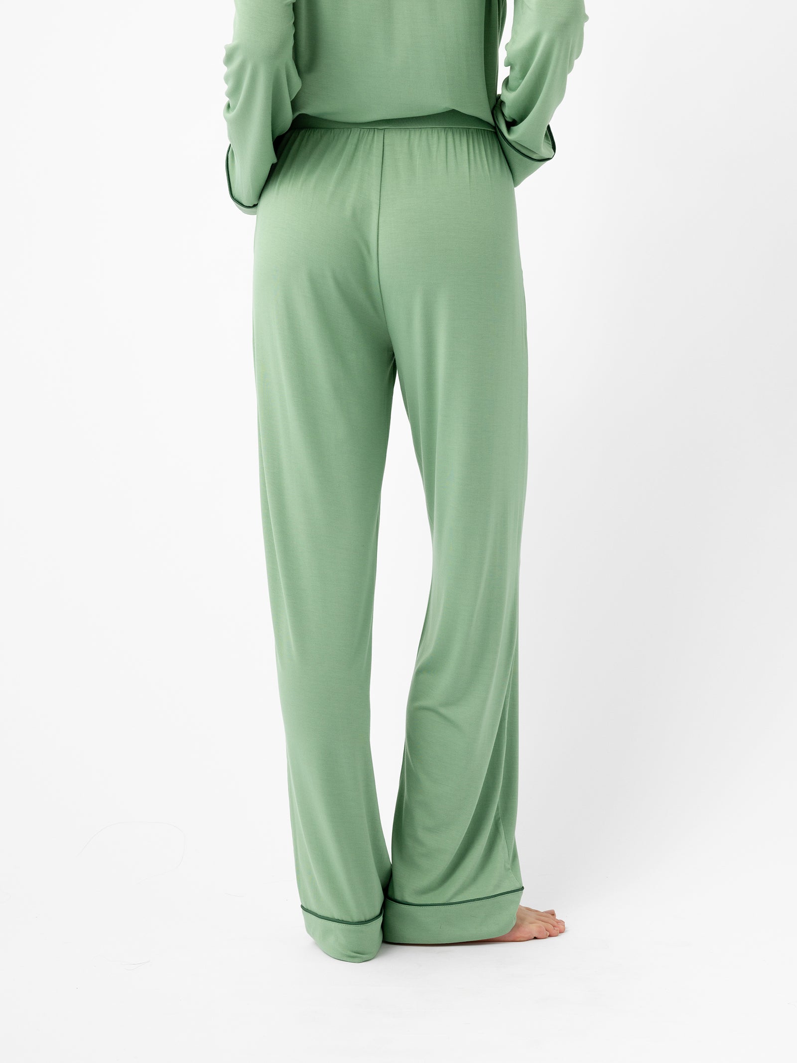 Woman wearing Women's Stretch-Knit Bamboo Pajama Pant in Fern 