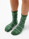 Person wearing Snowflake Plush Lounge Sock in Jade |Color:Jade