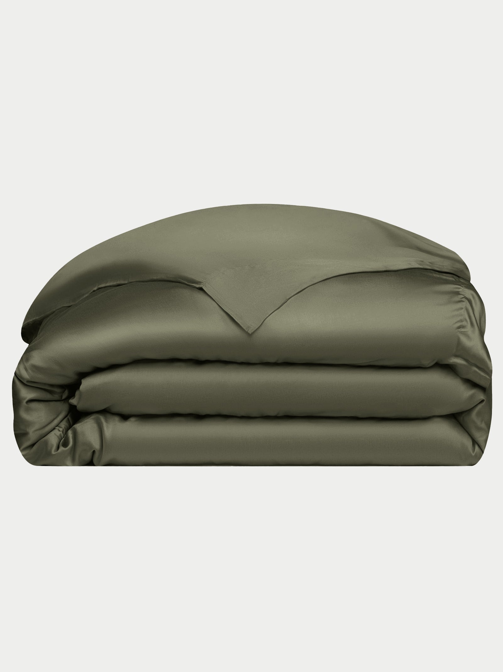 Olive duvet cover folded with white background 