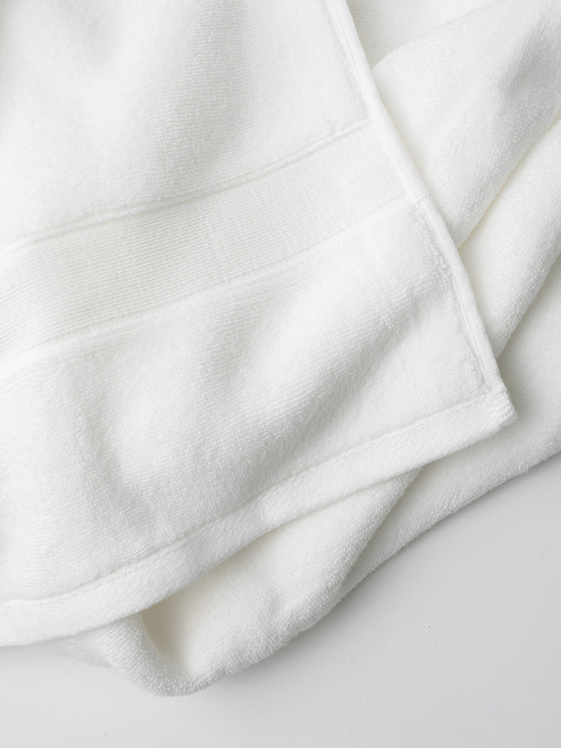 Close up of white luxe bath sheet