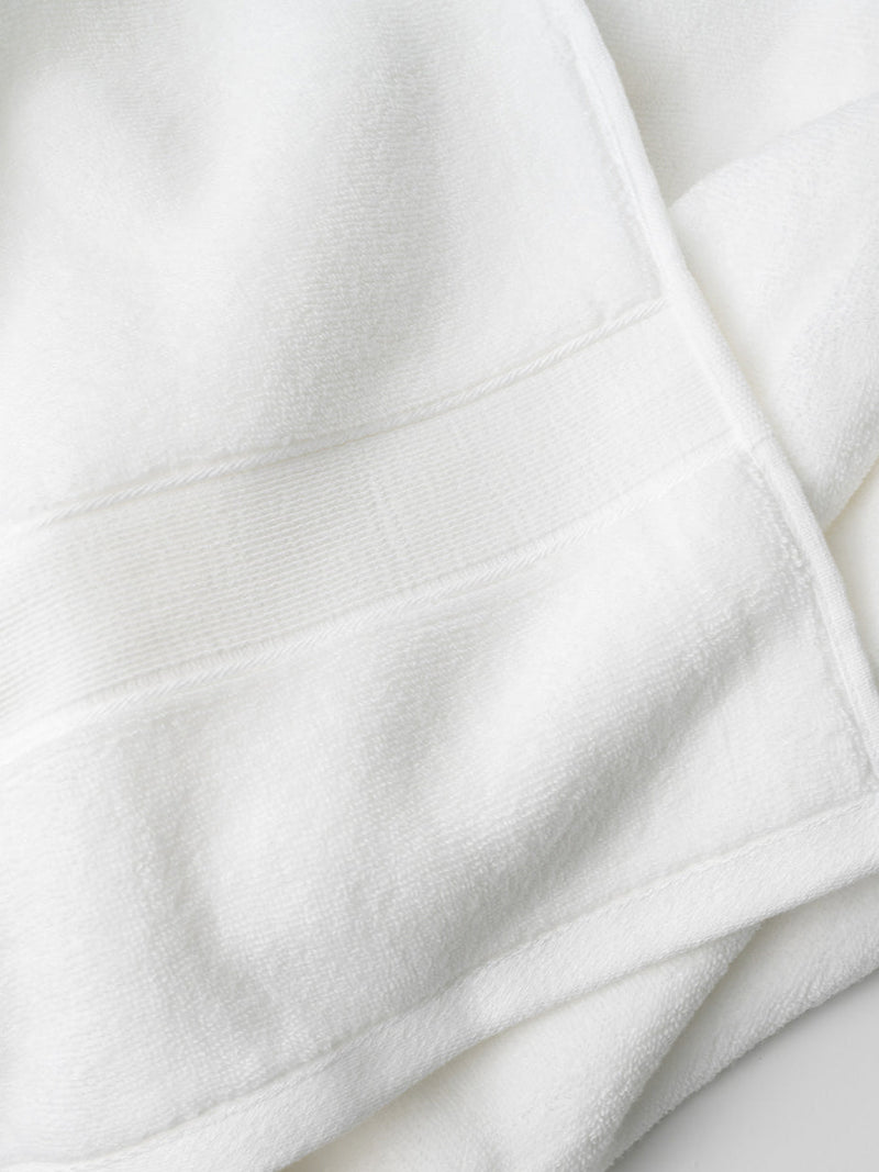 Close up of white luxe bath towel