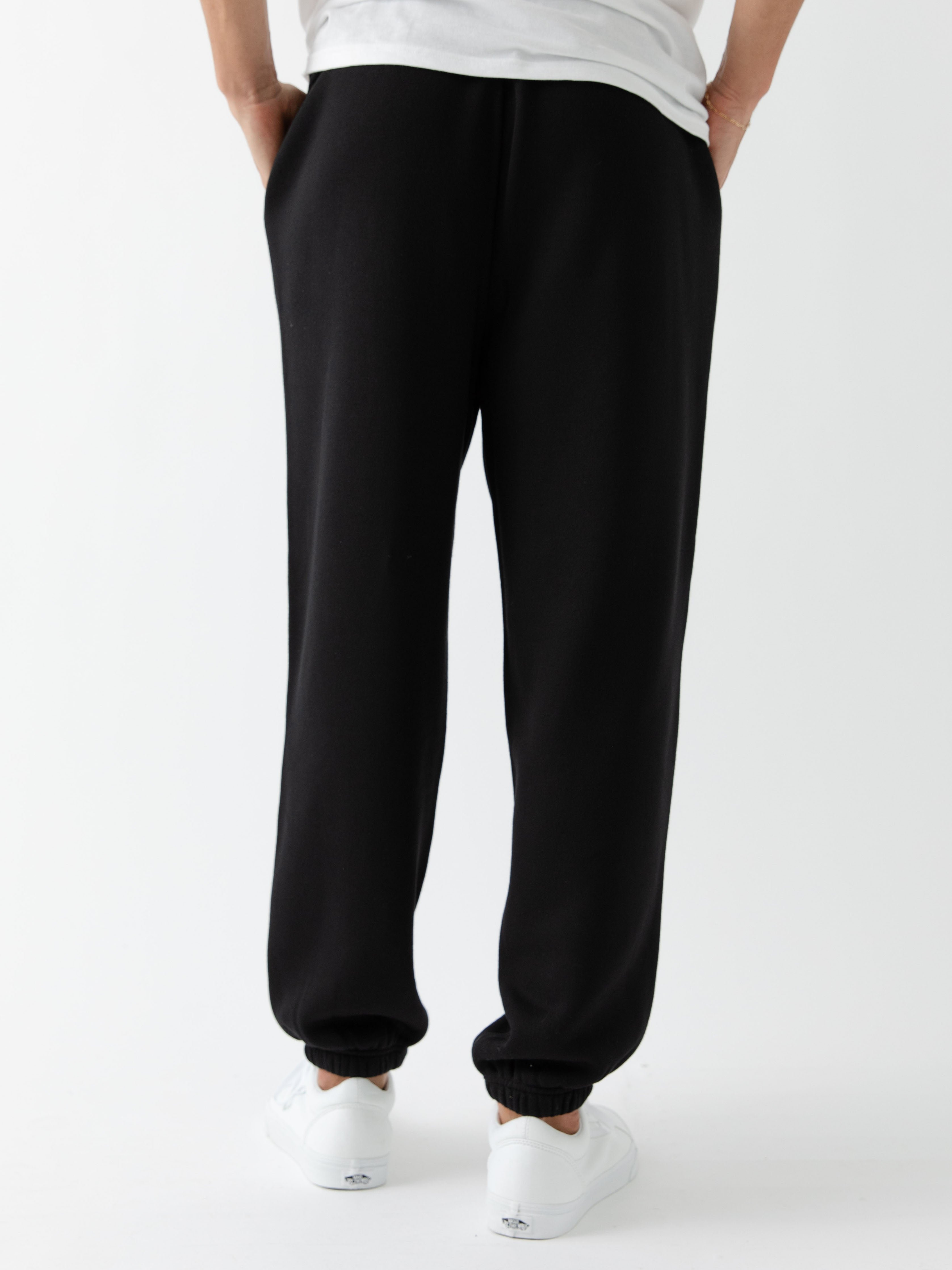 Back of black cityscape sweats with white background 