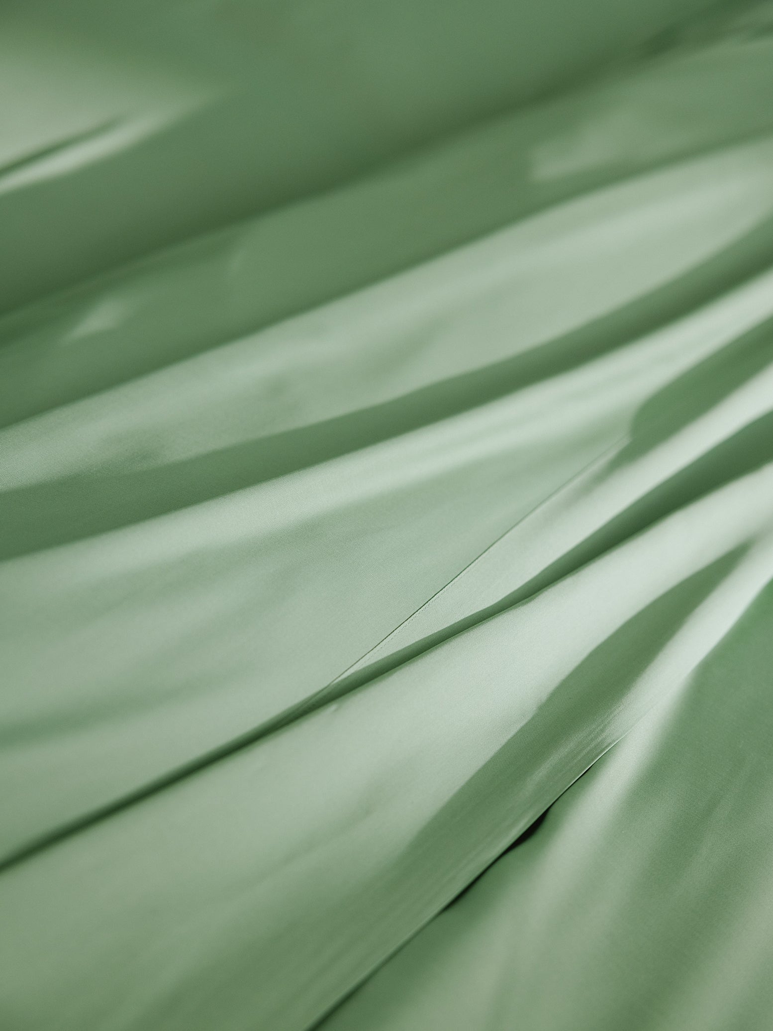 Close up texture shot of fern colored sheet set 