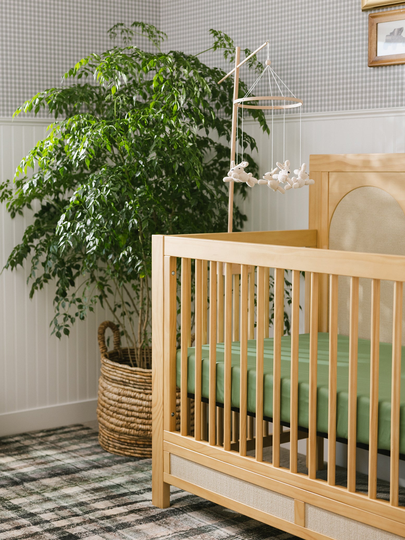 Fern Bamboo Crib Sheet in baby crib. 