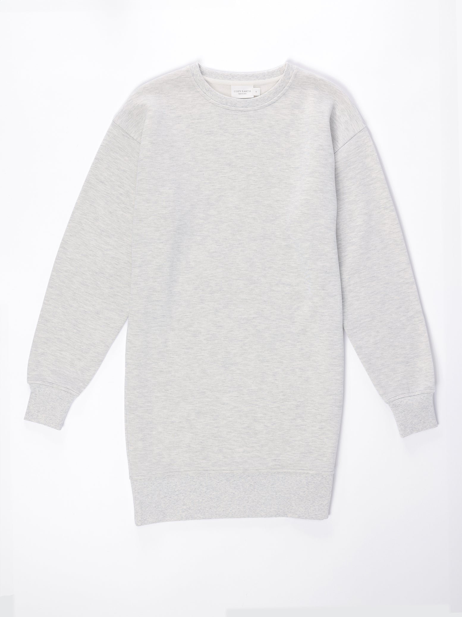 Heather Grey CityScape Crewneck Dress with white background 