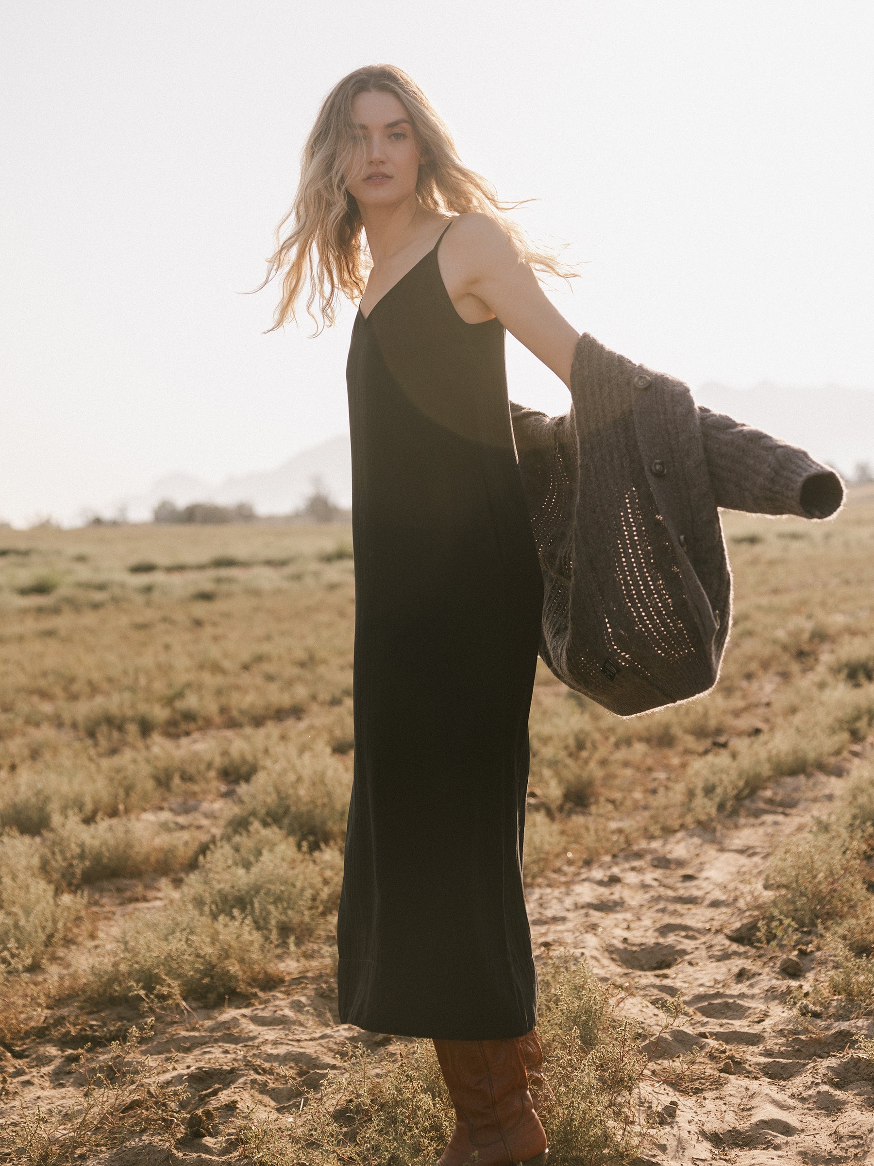 Women s Sunset Slip Dress in Eclipse Size Small Cozy Earth