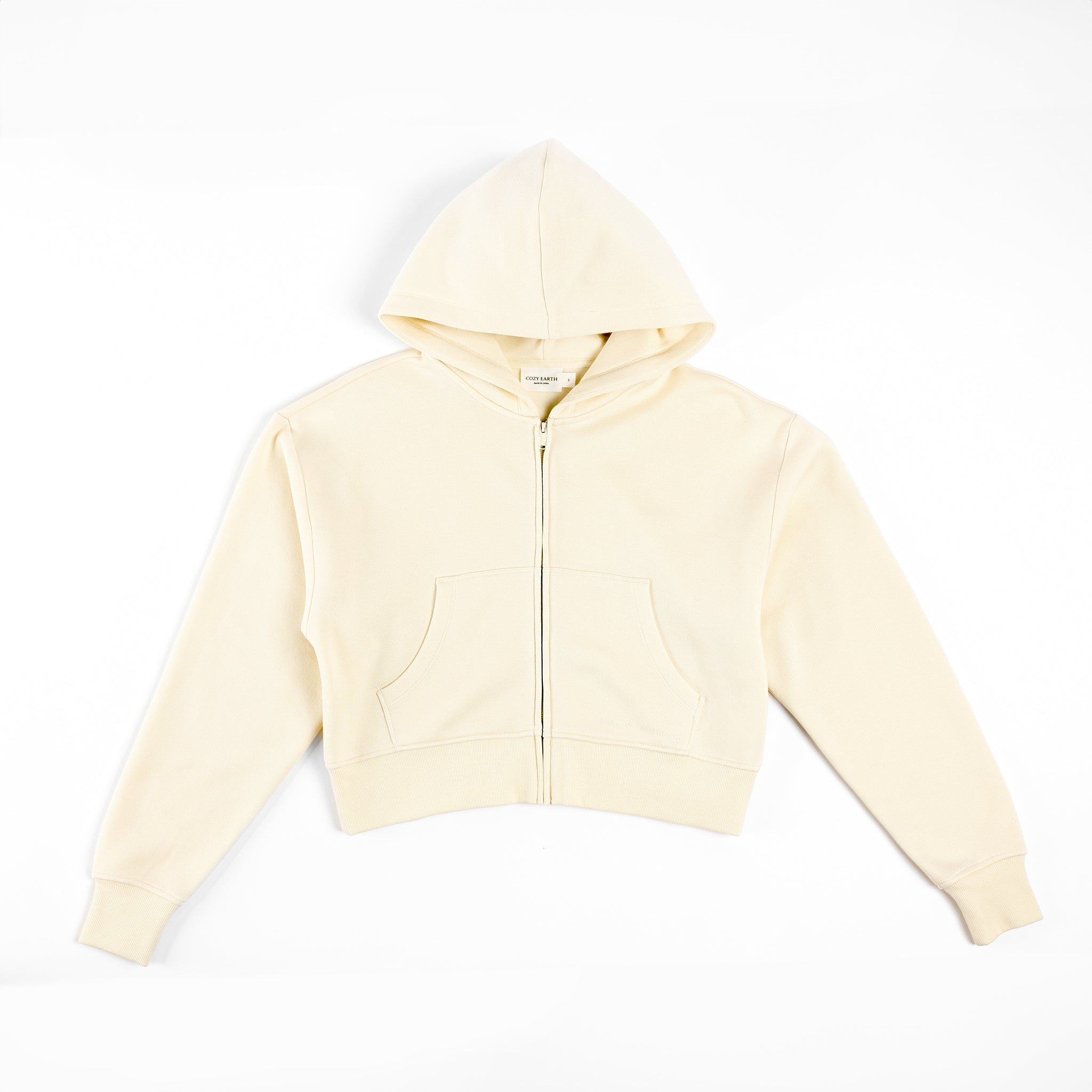 Alabaster CityScape Cropped Full Zip with white background 