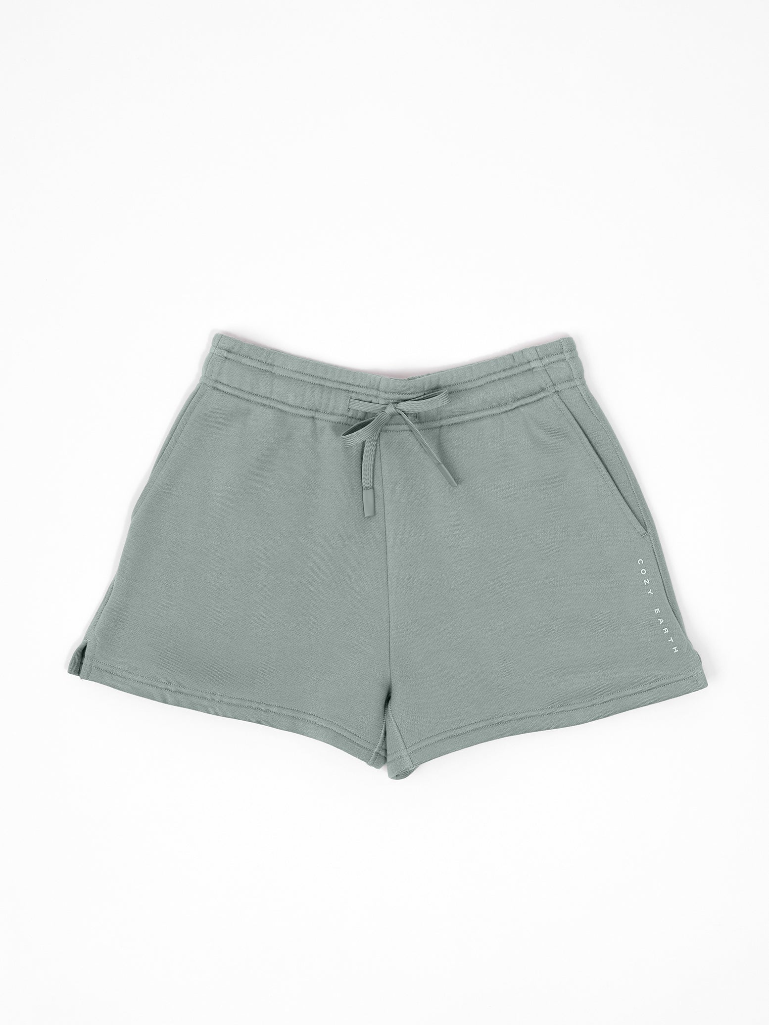 Haze CityScape Shorts. The shorts are laying flat over a background that is white. 