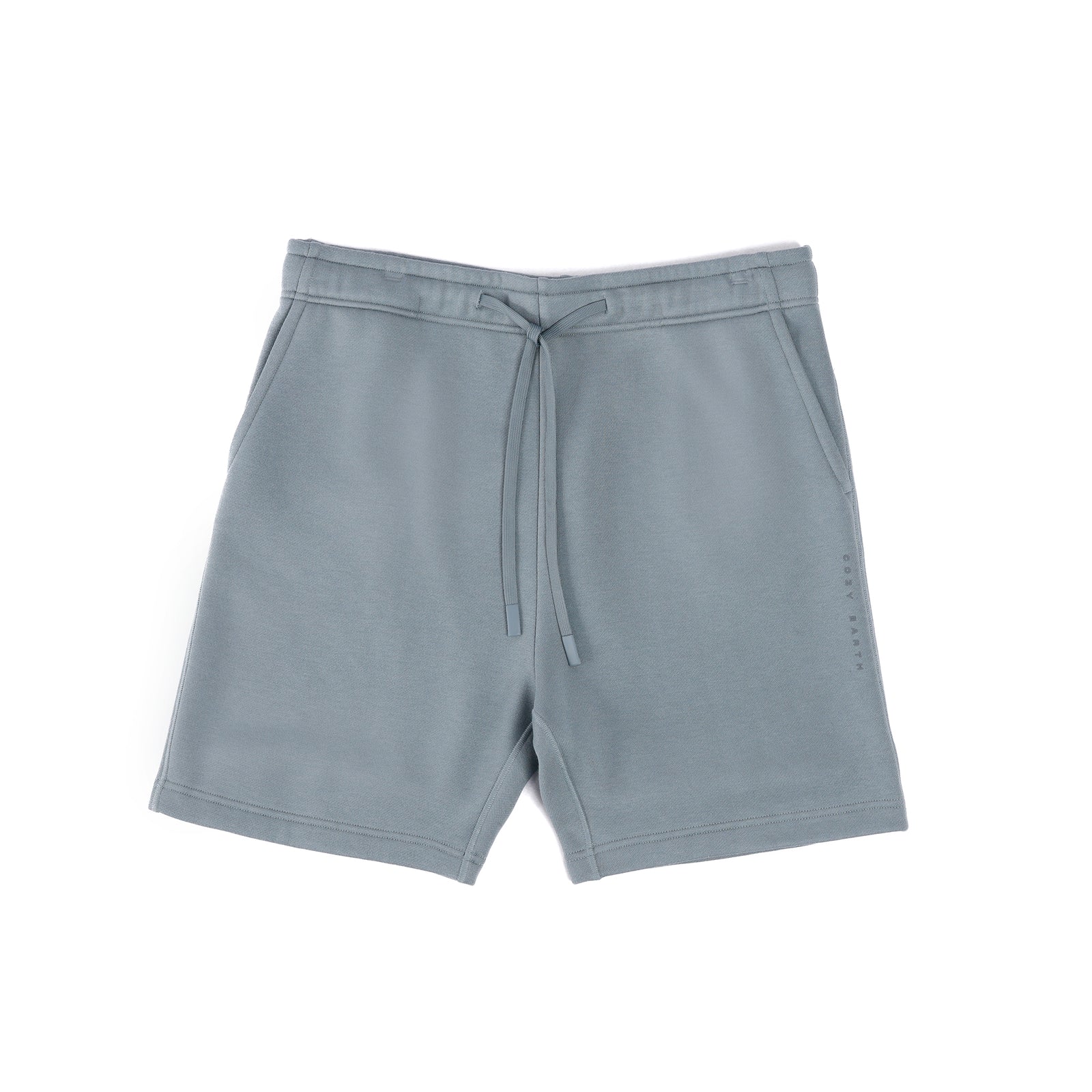 Smokey Blue CityScape Shorts with white background 