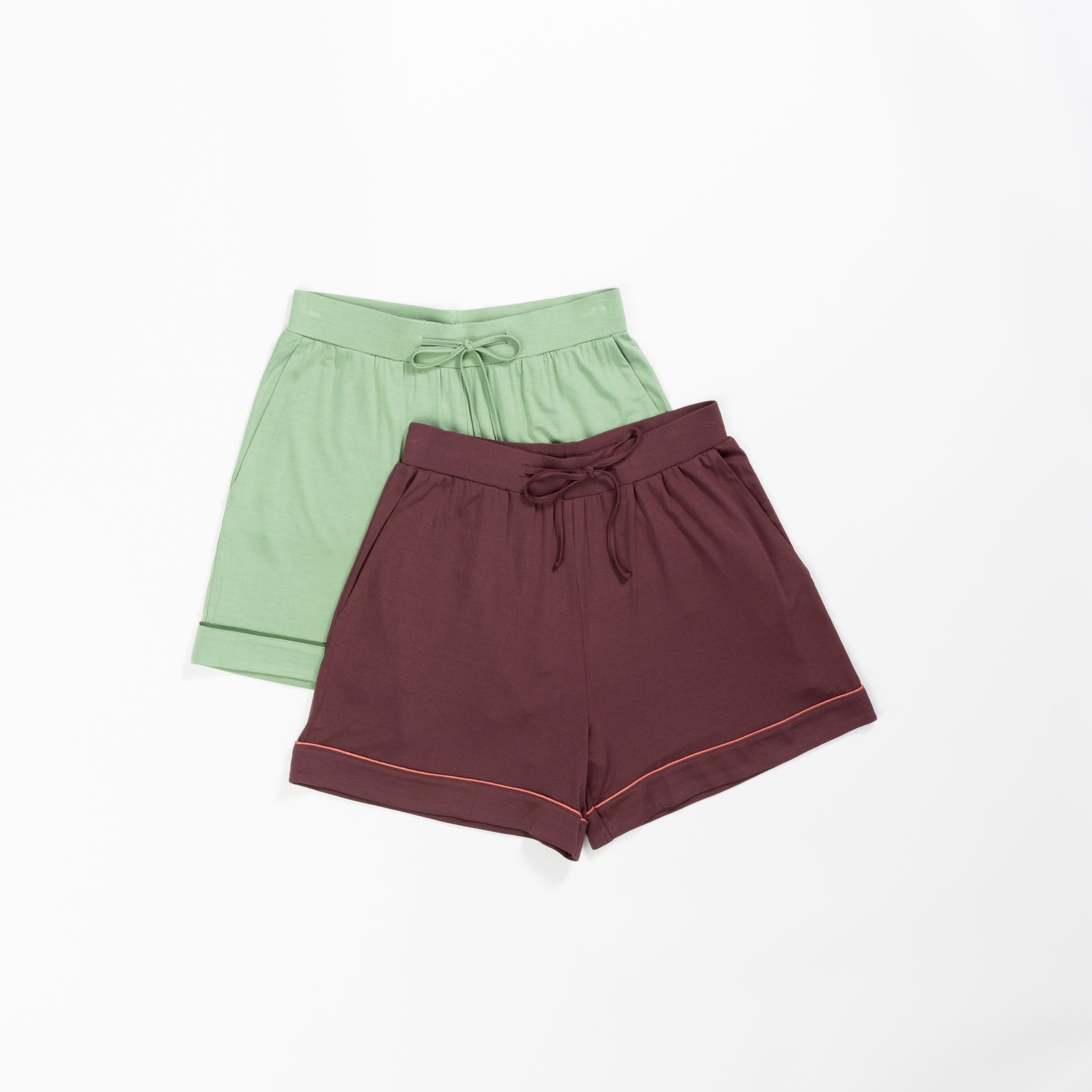 Women's Bamboo Pajama Short in Fern and Burgundy 