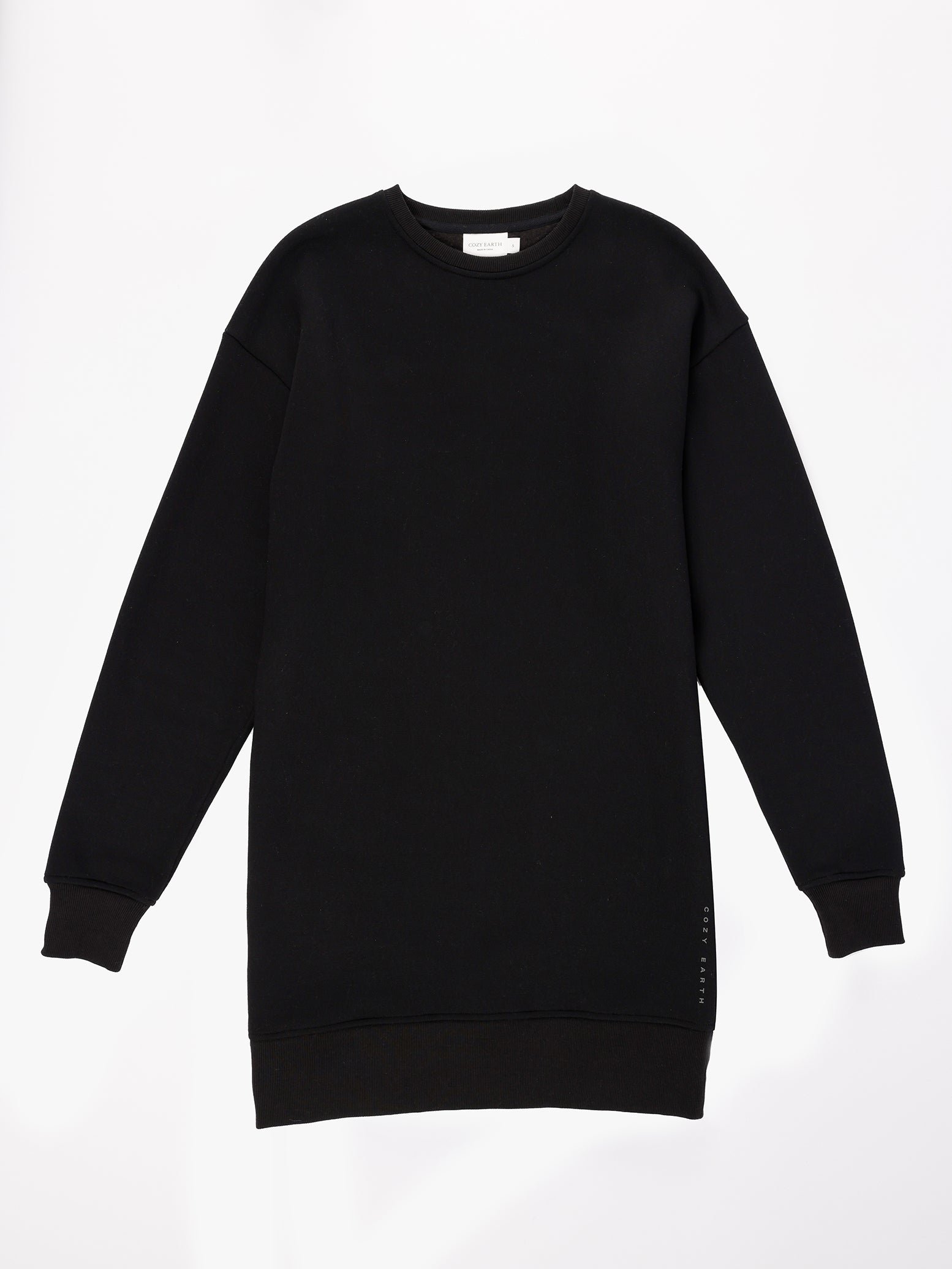 Black CityScape Crewneck Dress with white background 