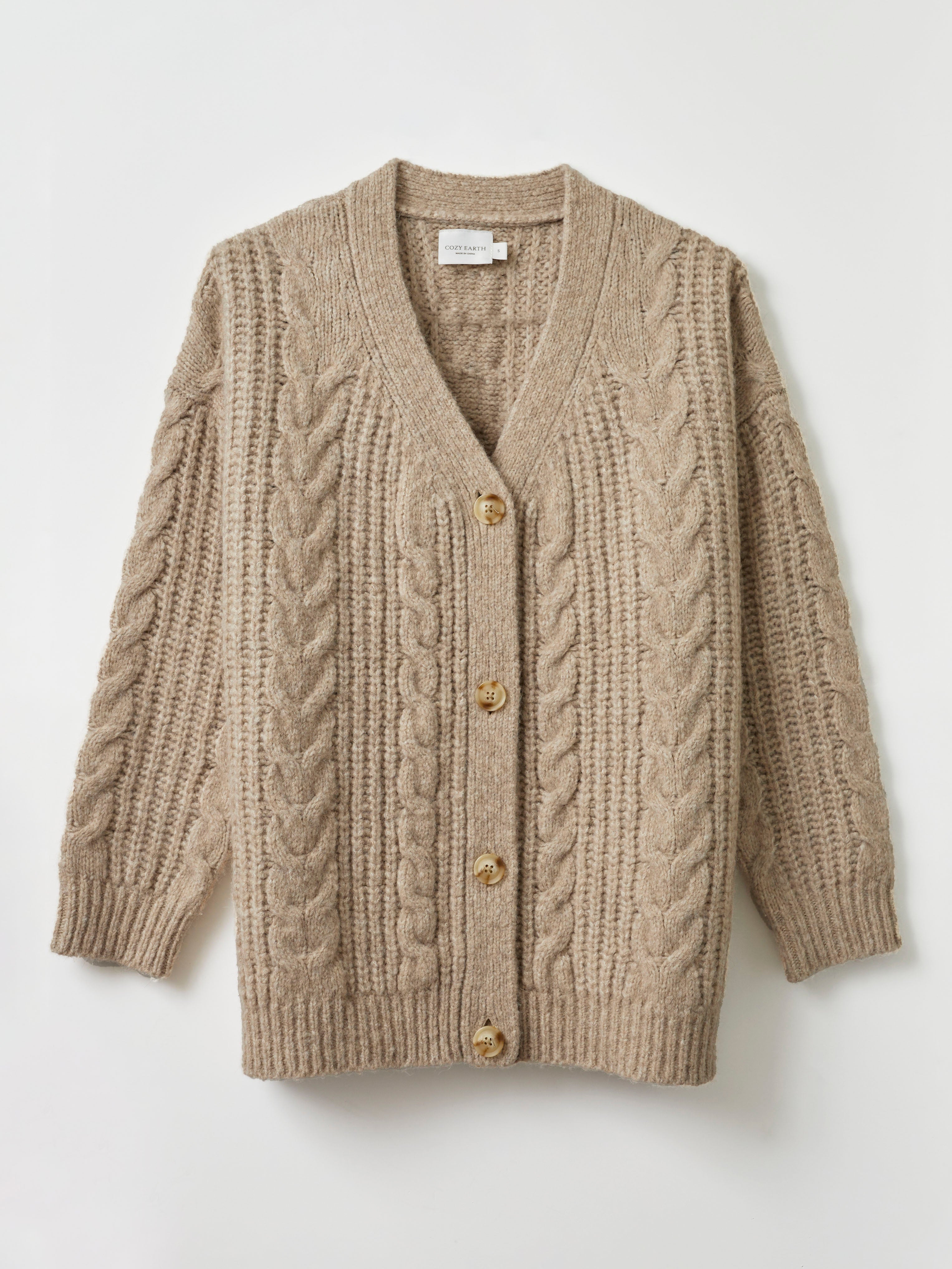 【COSYHARU】Cable knit cardigan Oversized Cable Knit Cardigan | Cozy Earth