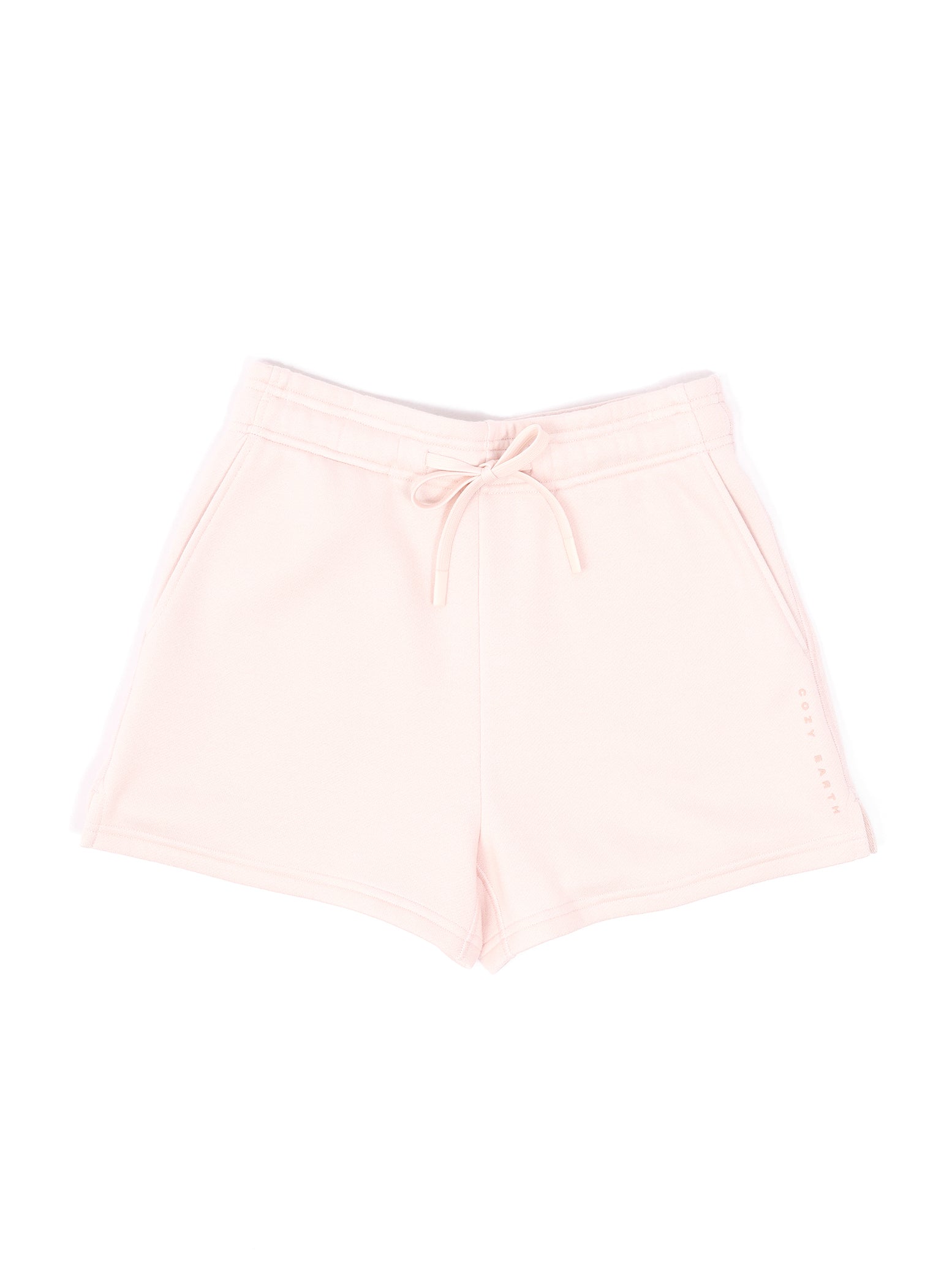Peony CityScape Shorts. The shorts are laying flat over a background that is white. 