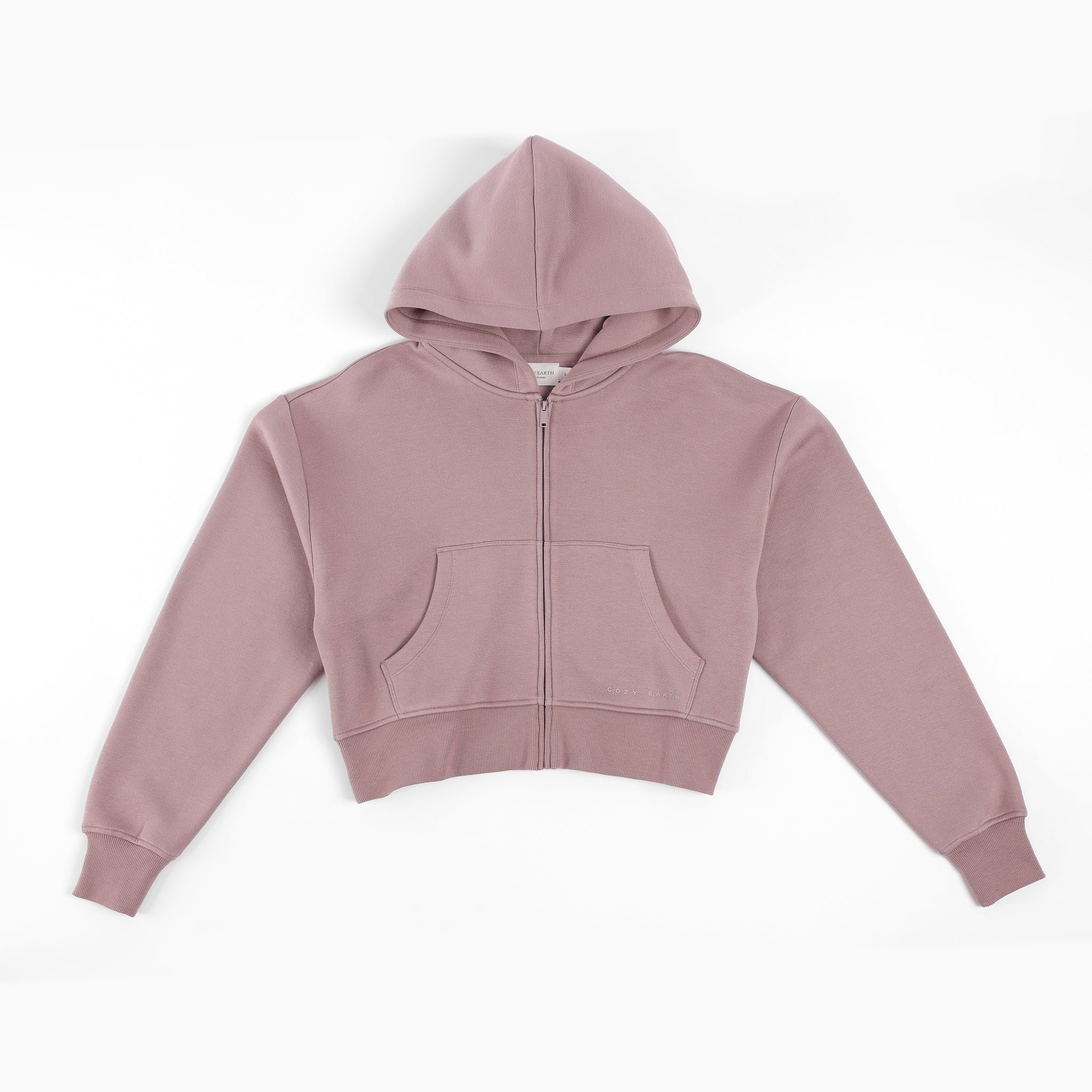 Dusty Orchid CityScape Cropped Full Zip with white background 