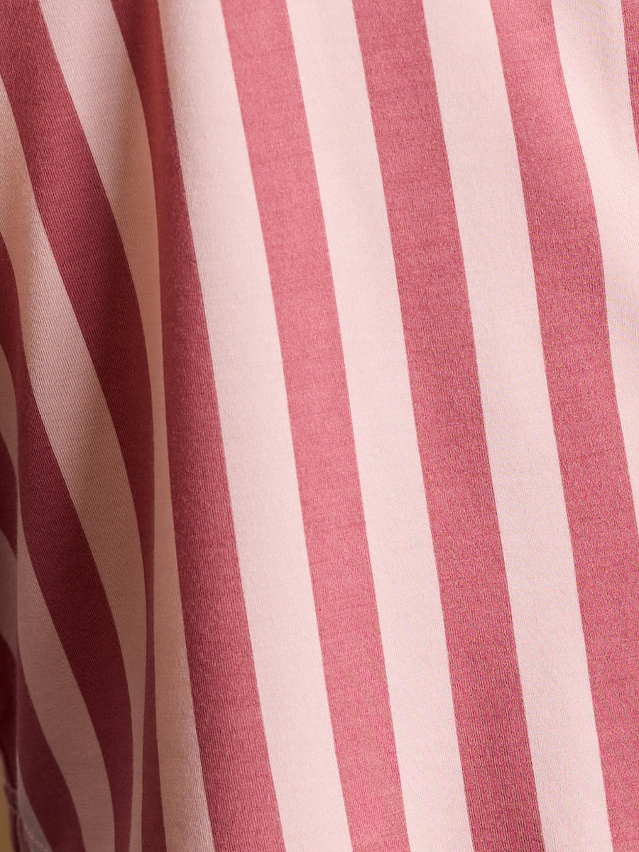 Close up of blush stripe pajama pattern |Color:Blush Stripe