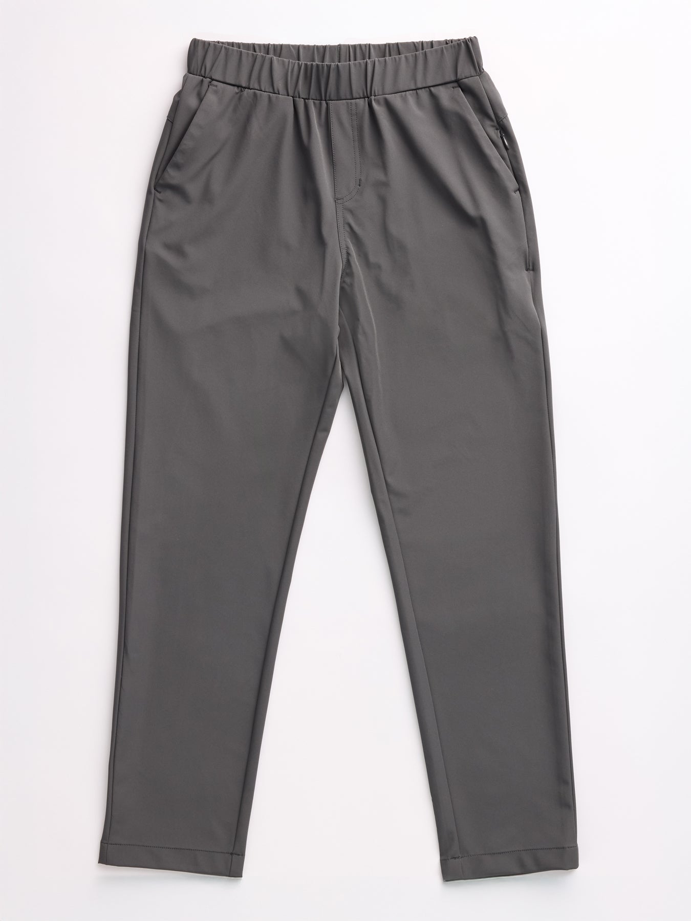 Women's Always Cropped Pant from Cozy Earth, featuring a gray color, tapered design, elastic waistband, and side pockets, displayed flat on a white background. 