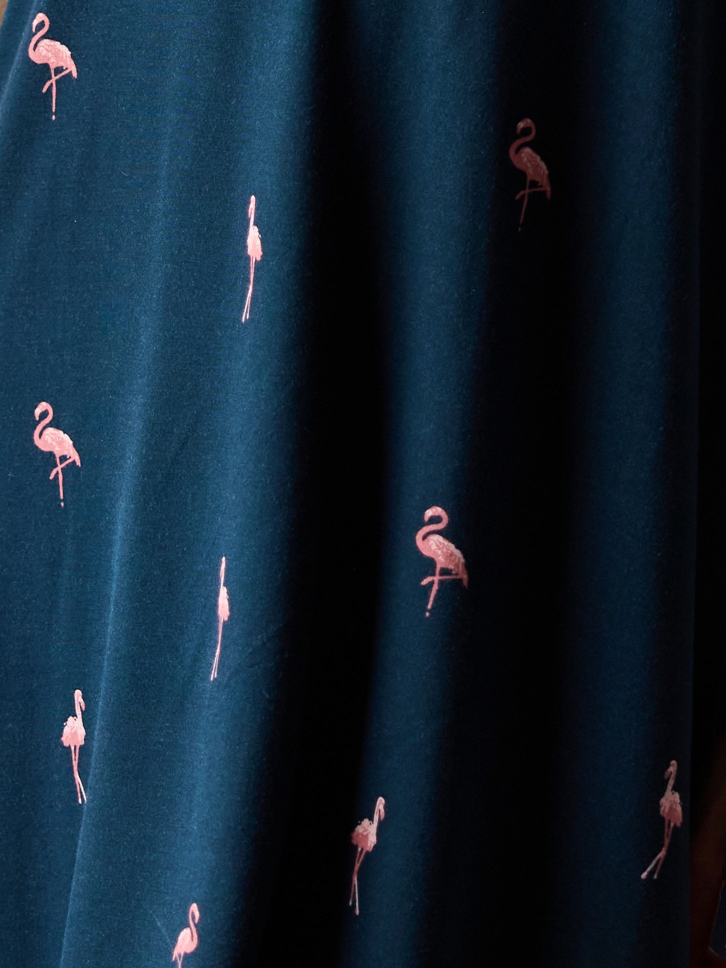 Close up of flamingo pajama print 