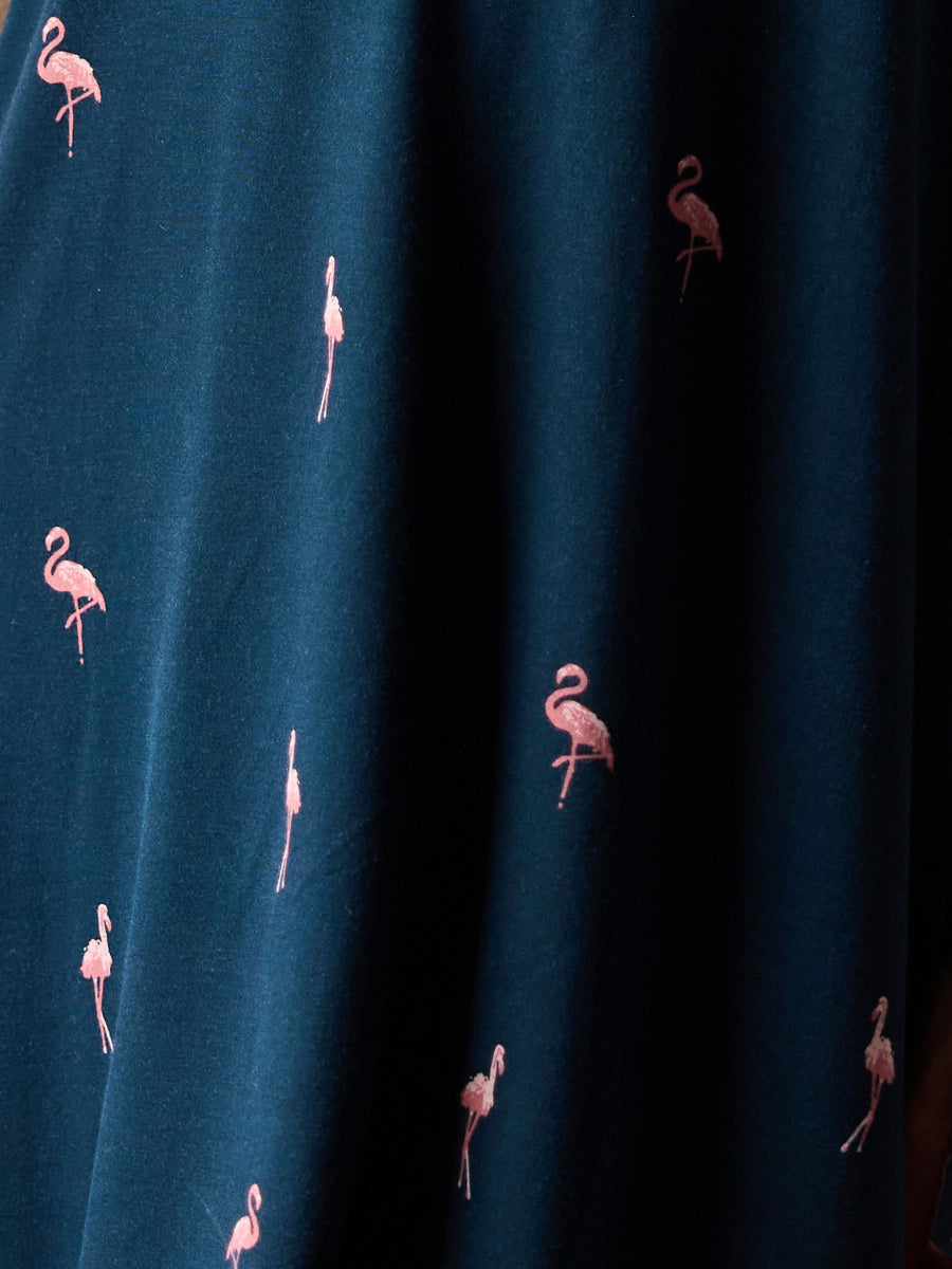 Close up of flamingo pajama print |Color:Flamingo
