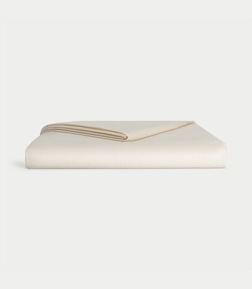 Natural Linen Bamboo Flat Sheet neatly folded over white background. |Color: Natural