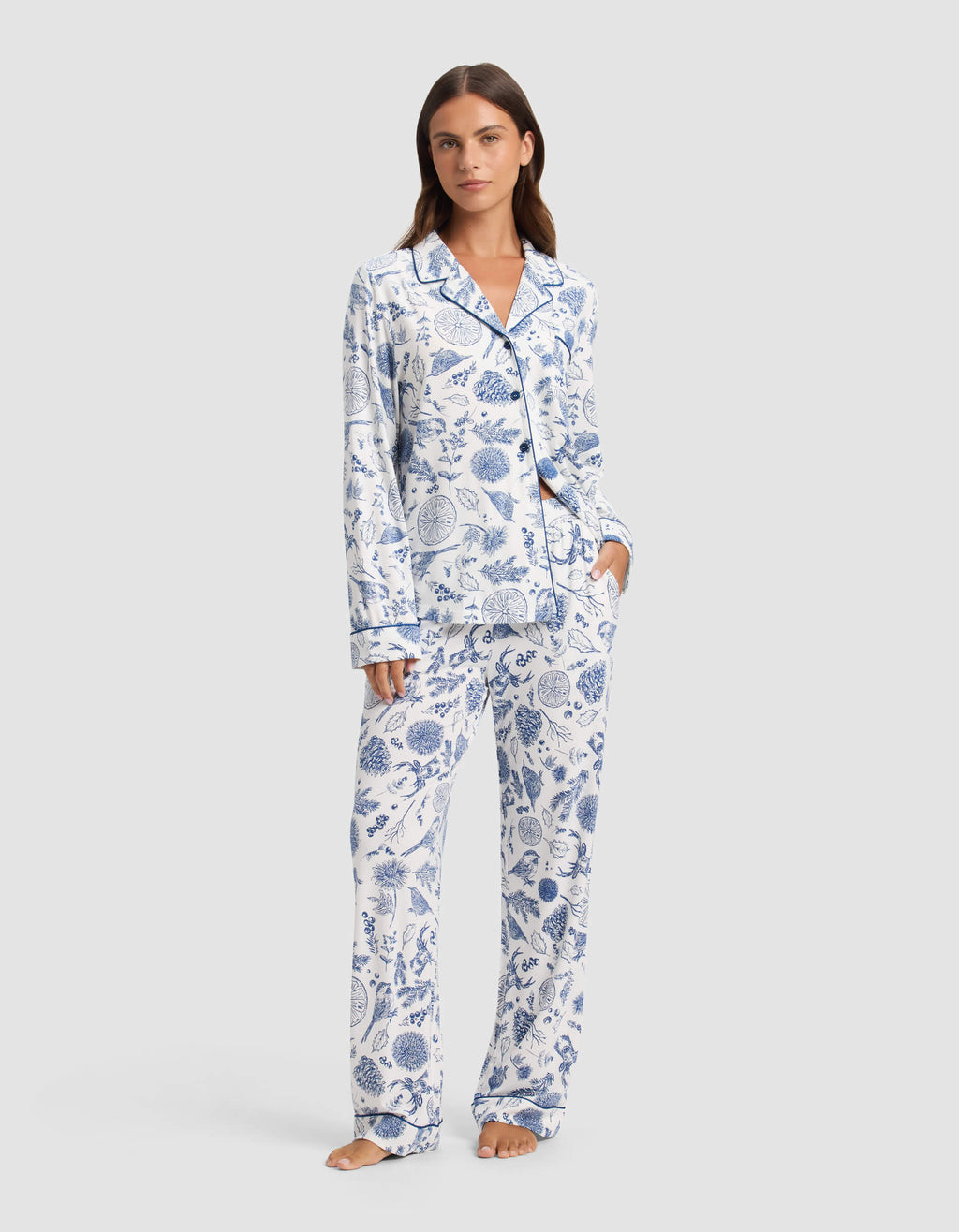 Cozy Earth Women's Bamboo Stretch-Knit Long Sleeve Pajama Set - Last Chance