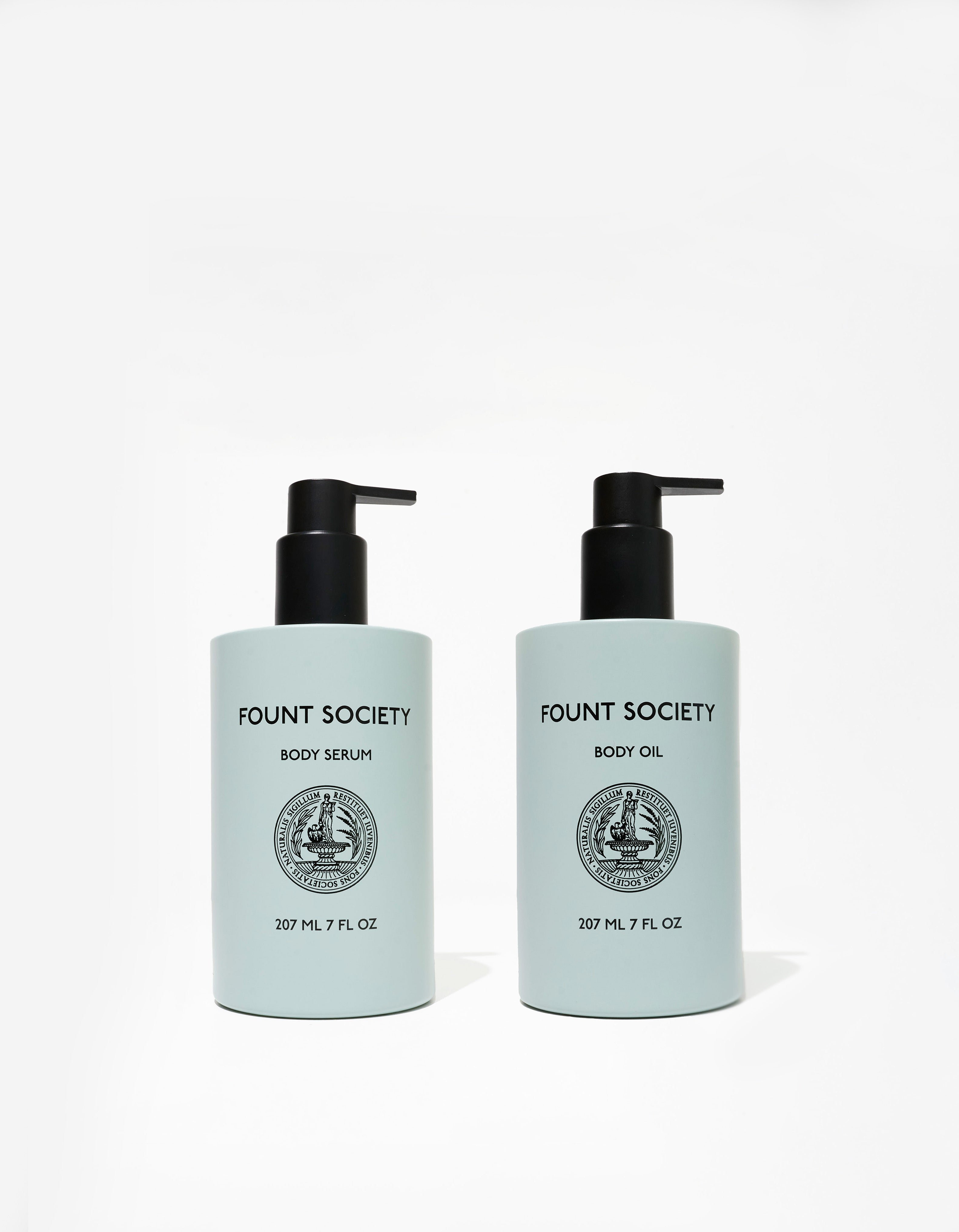 Body Glow Duo bottles with plain white background