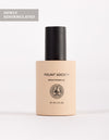 A beige bottle labeled "Cozy Earth Brightening Vitamin C Oil" with a black cap sits on a white background. In the upper left corner, a gray box displays "NEWLY REFORMULATED" in white text.