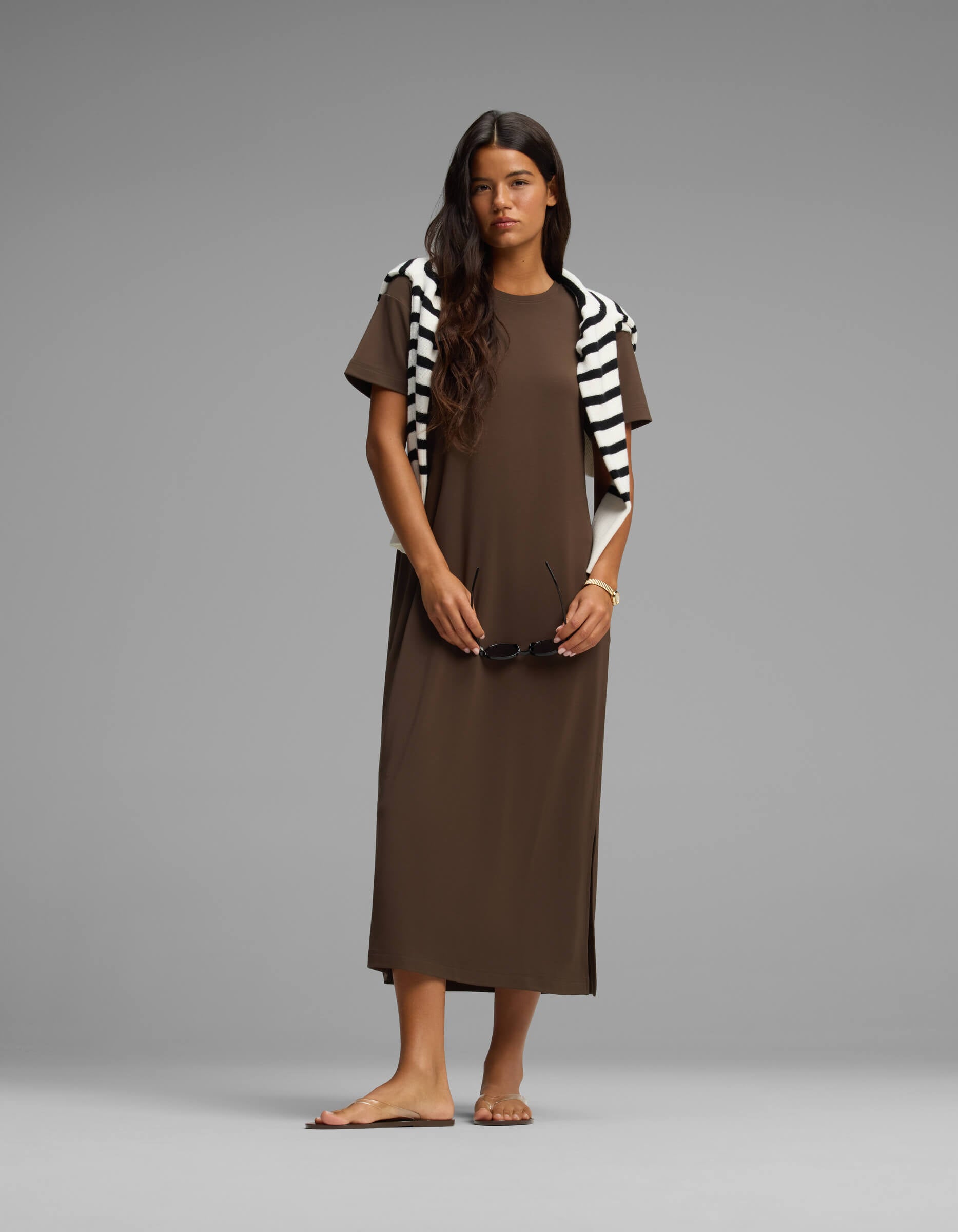 bamboo dresses for women Women's Brushed Midi Dress Black / L 18 armhole XL waist Collar:15 Aloruh Women's Hollow Out summer baby outfit