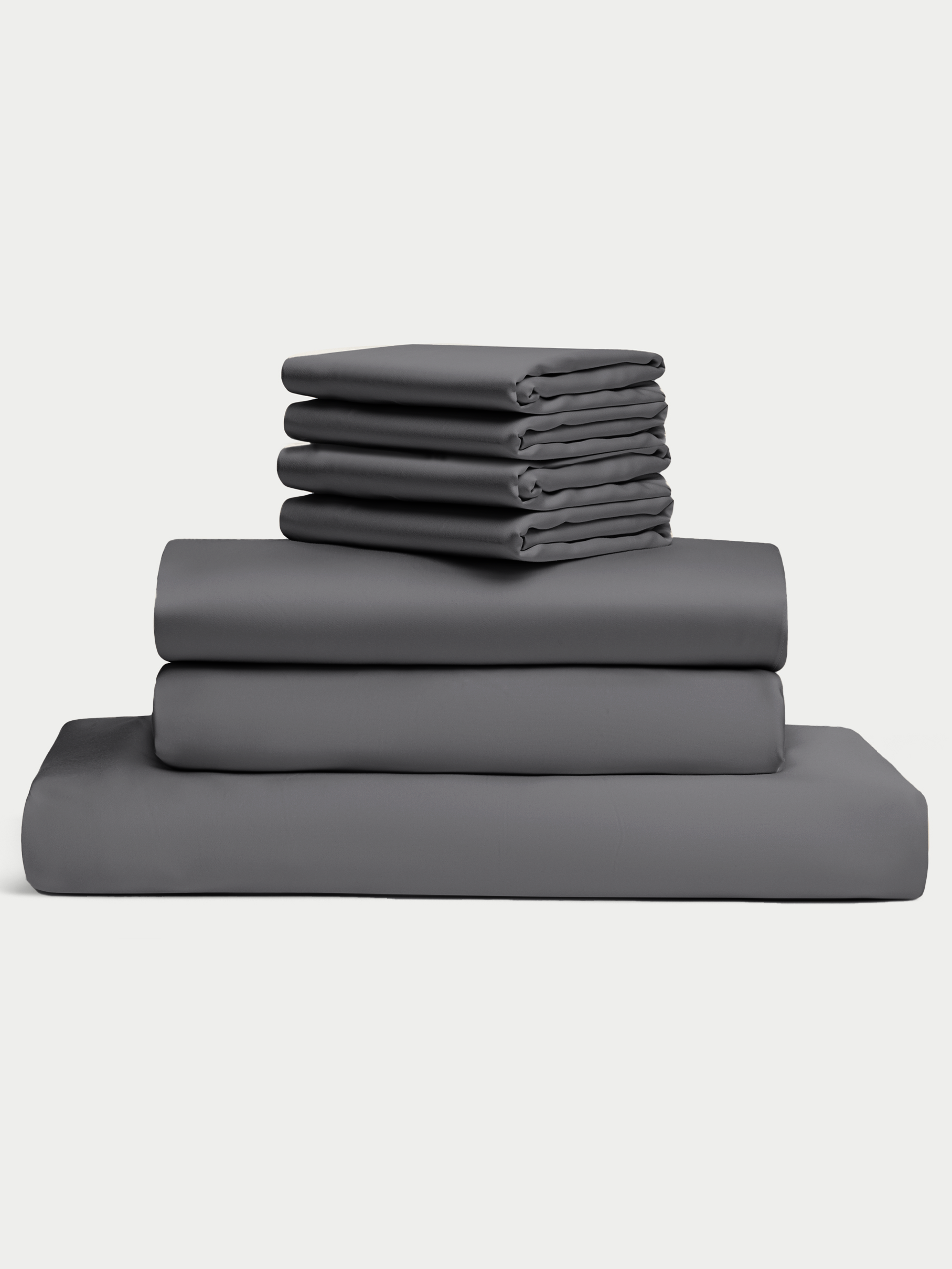 Charcoal bedding bundle stacked up with white background |Color:Charcoal
