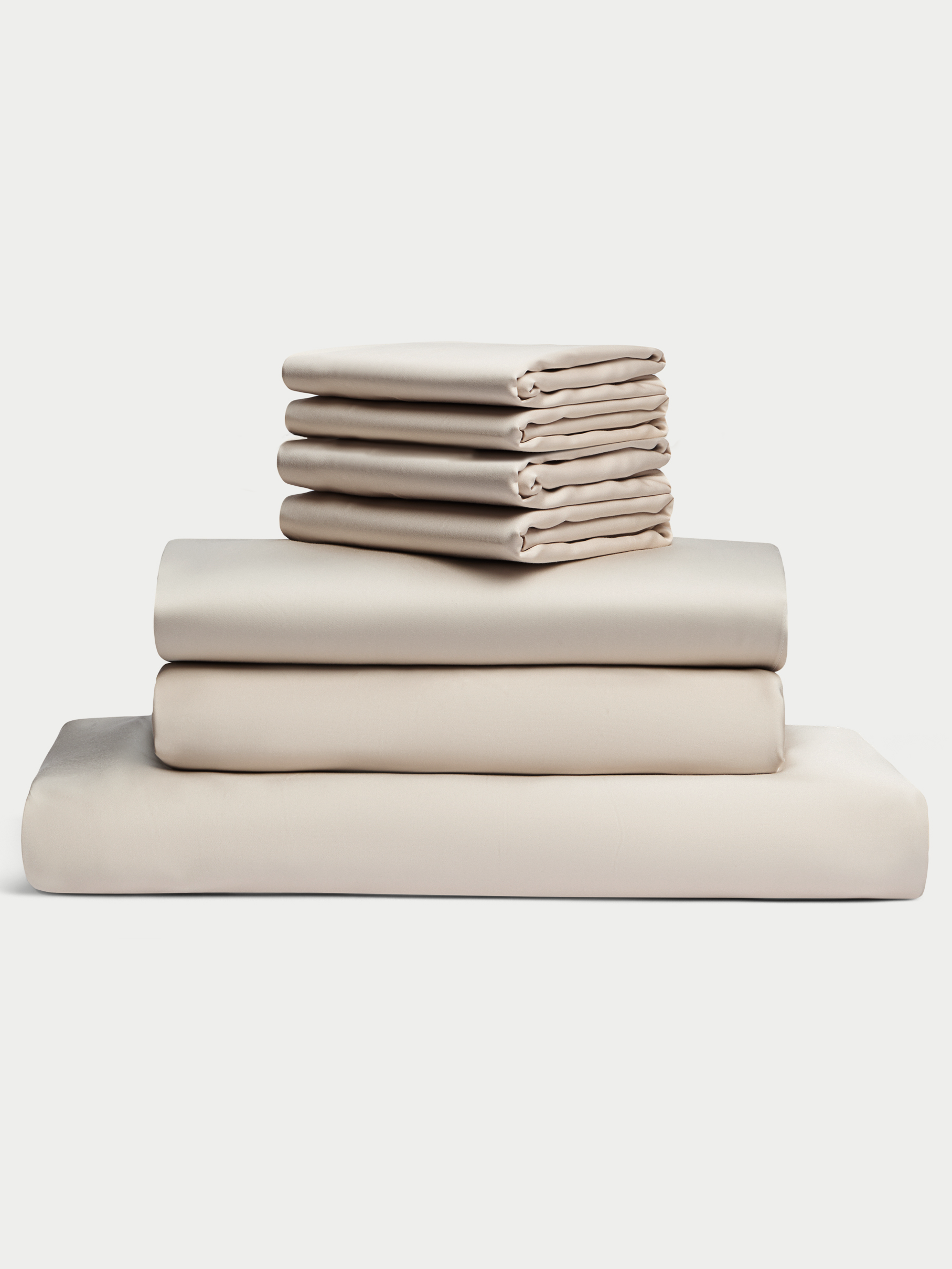 Driftwood bedding bundle stacked up with white background |Color:Driftwood