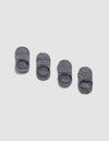 Four pairs of Cozy Earth Essential No-Show Socks are arranged in a row on a light gray background, each displaying "COZY EARTH" in black text near the opening.|Color:Stone