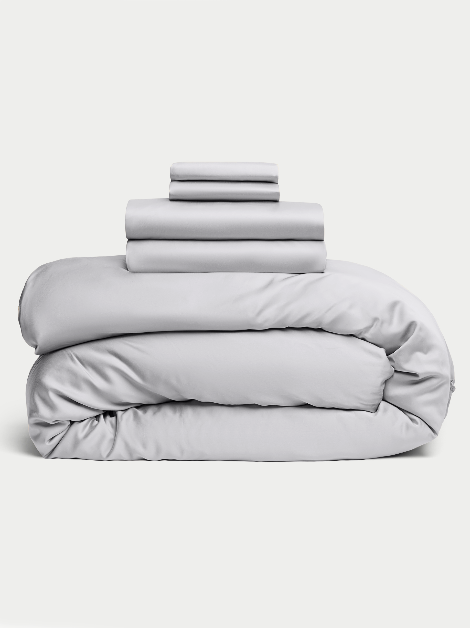 Light Grey bedding bundle stacked up with white background |Color:Light Grey