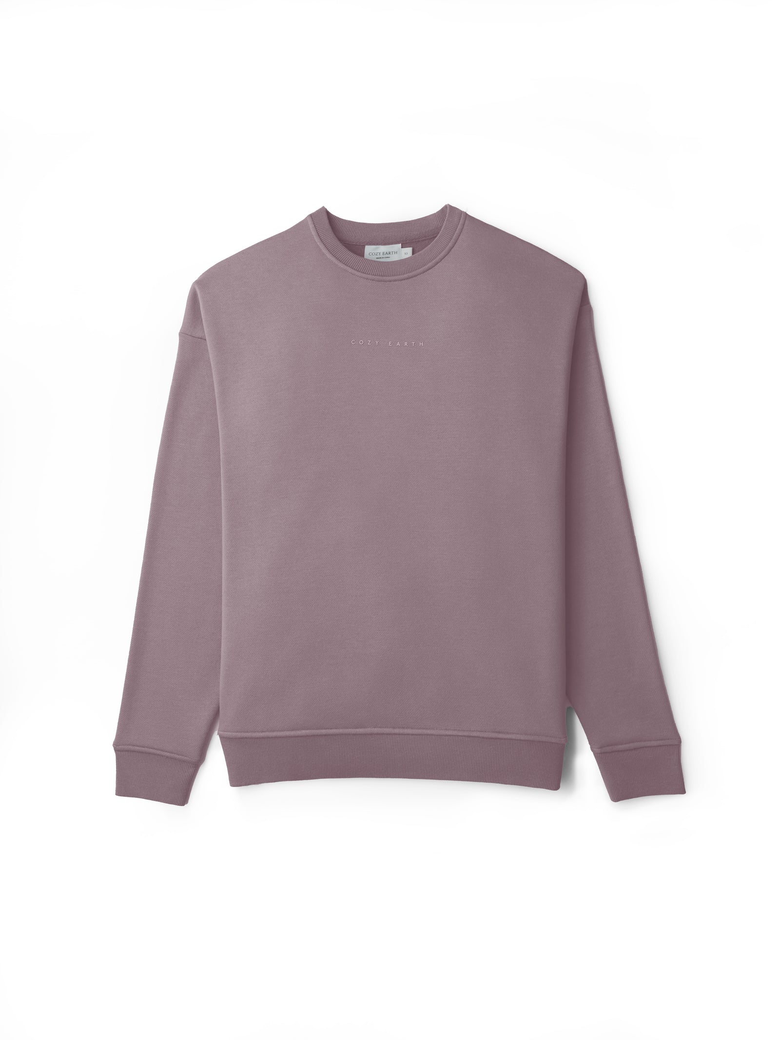 Flat lay of dusty orchid cityscape crewneck 