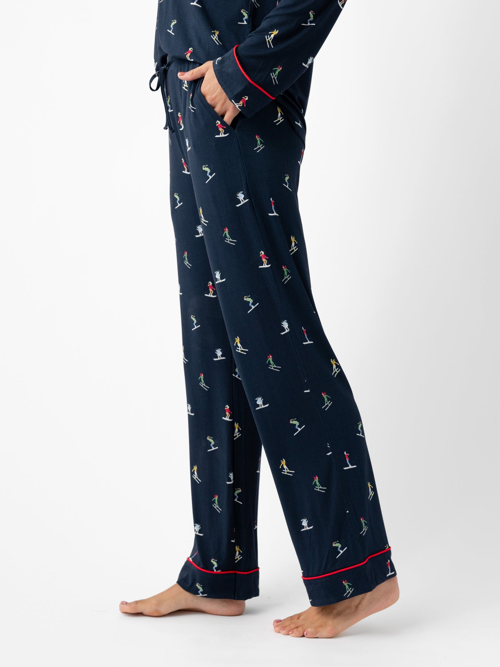 Woman wearing Women's Stretch-Knit Bamboo Pajama Pant in Ski Navy 