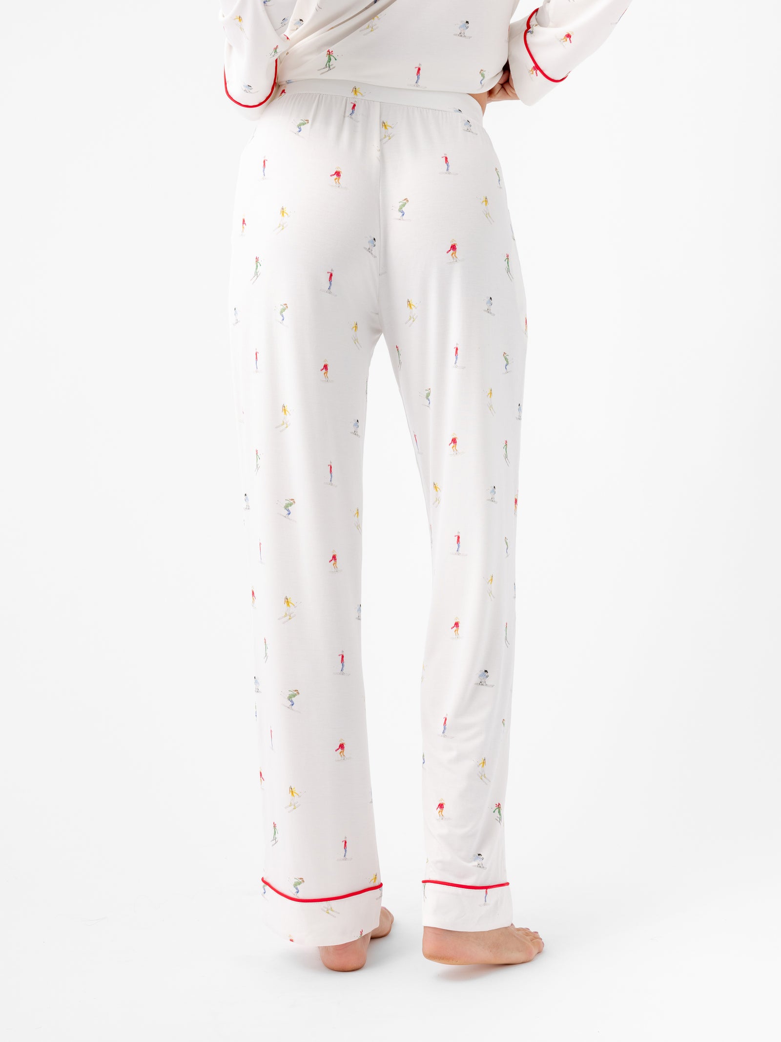 Woman wearing Women's Stretch-Knit Bamboo Pajama Pant in Ski Ivory 