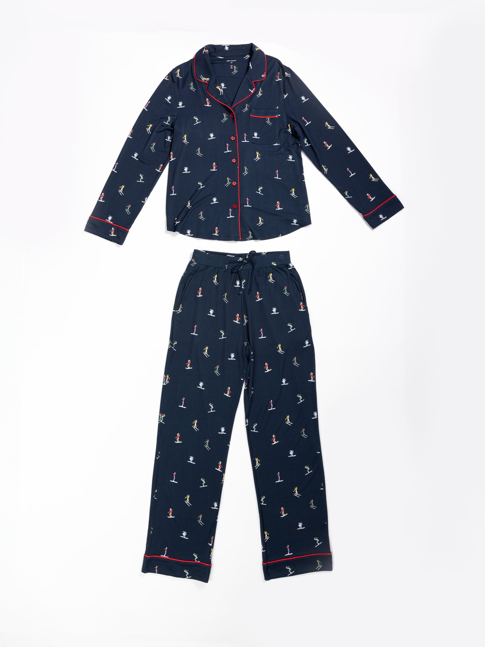 Women's Stretch-Knit Bamboo Pajama Set in Ski Navy 