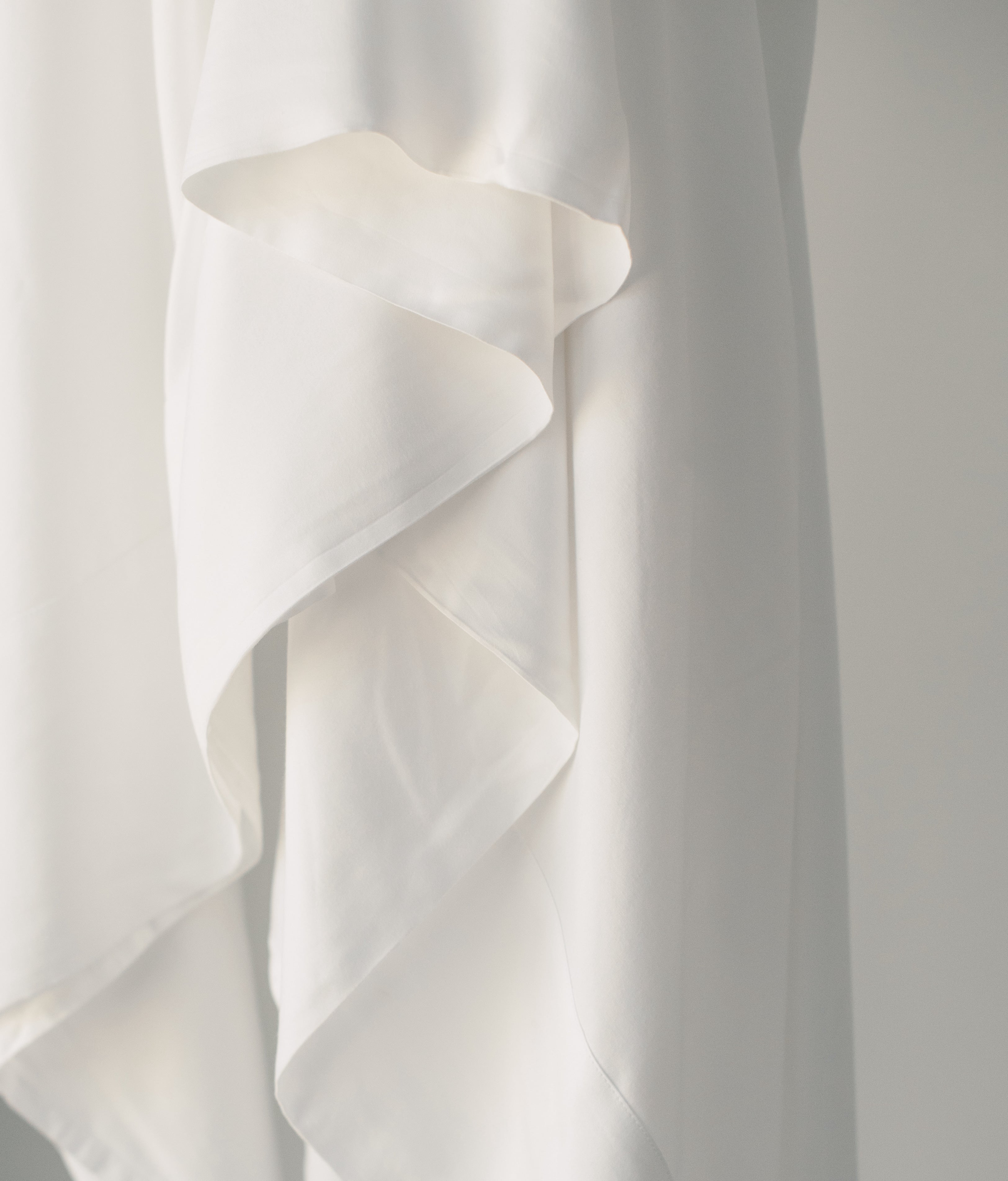 Close up of white bedding fabric |Color:White