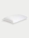 The Cozy Earth Silk Pillow, soft and rectangular with neatly finished edges, is shown against a light gray background. Its smooth white fabric highlights the luxurious feel of this premium pillow.