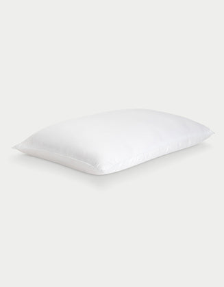 The Cozy Earth Silk Pillow, soft and rectangular with neatly finished edges, is shown against a light gray background. Its smooth white fabric highlights the luxurious feel of this premium pillow.